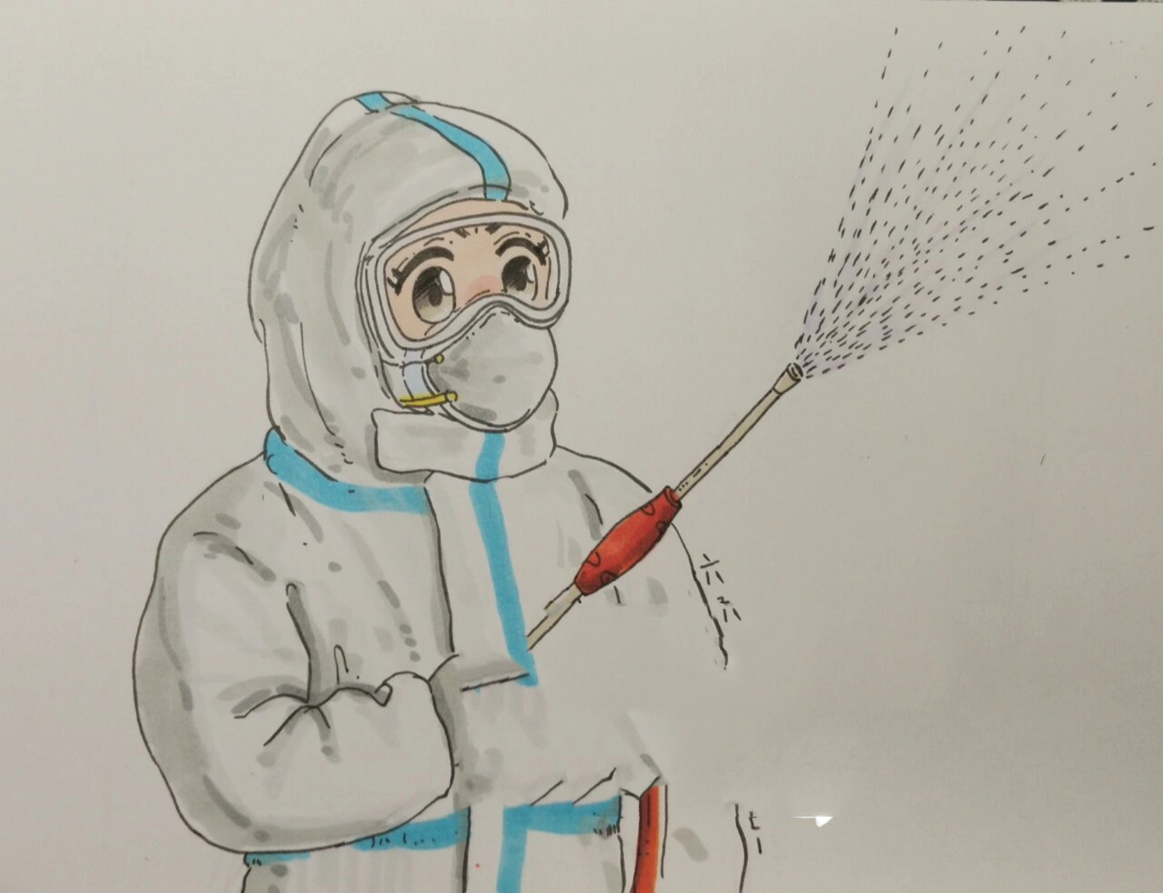 六子画资料—穿防护服的医生 今天画战斗在疫情第一线的医护人员 最近