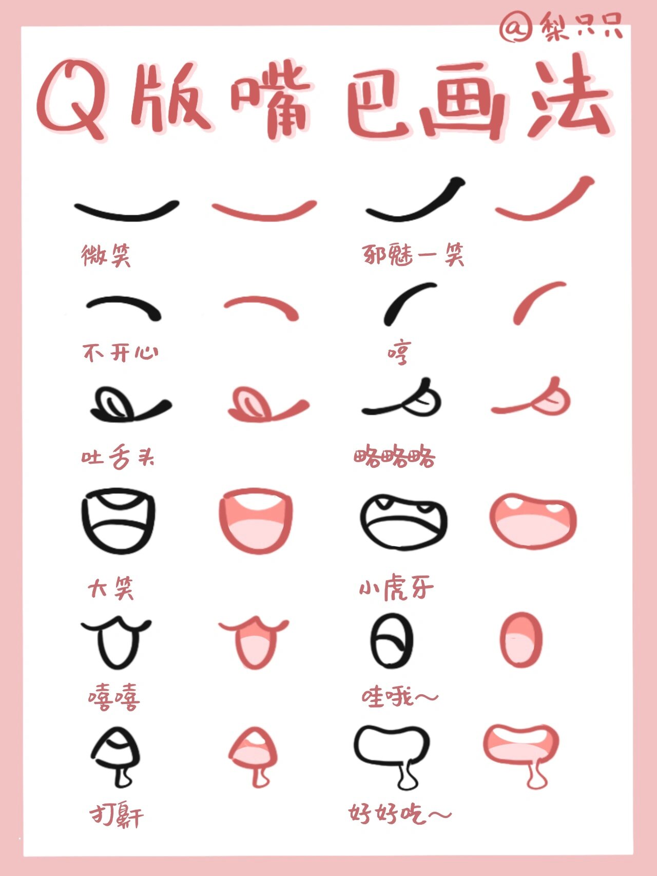 整理了24种常见q版嘴巴画法