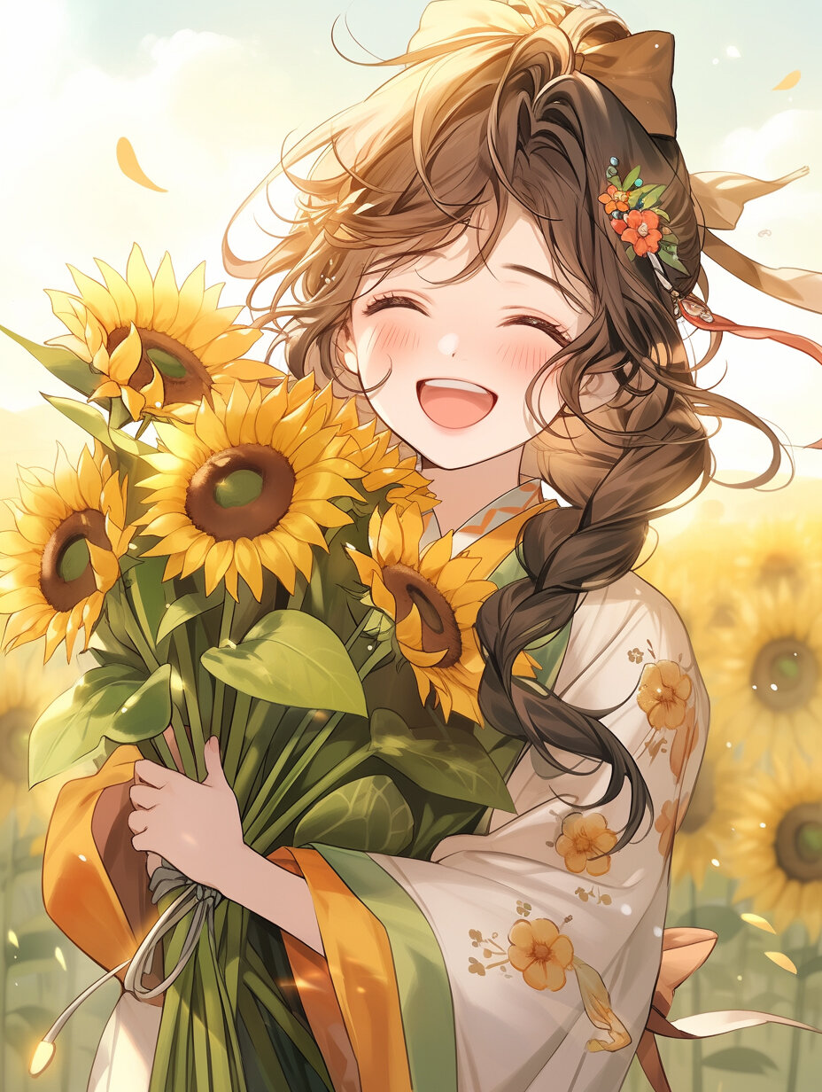 捧花女生头像