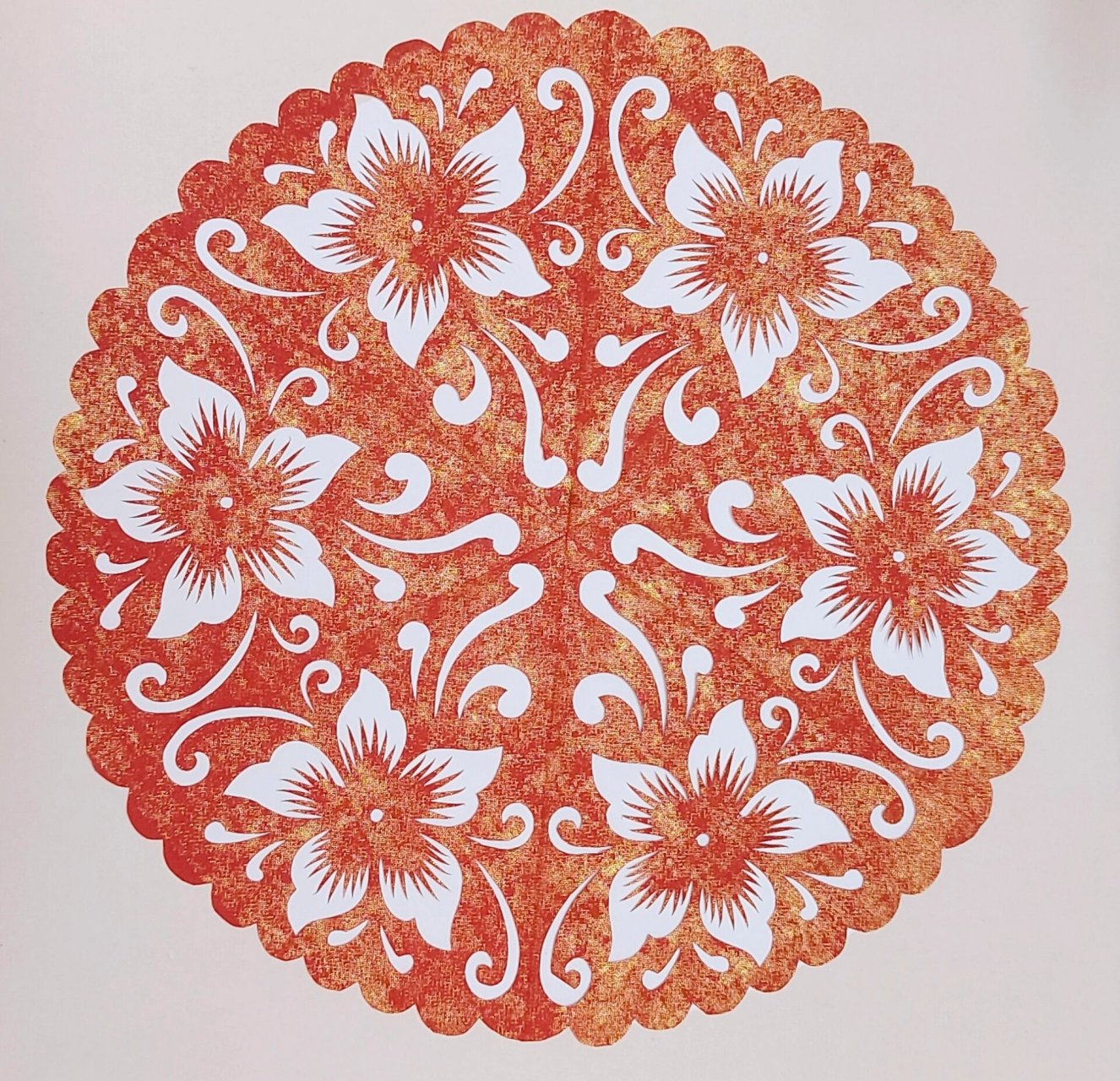 剪纸三折团花94紫荆花