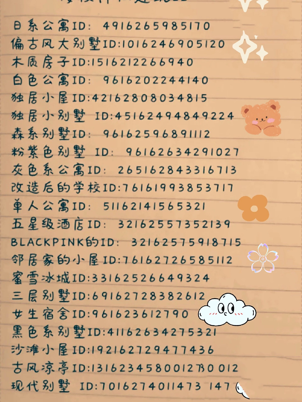 樱校房子id来啦!(破800赞更)