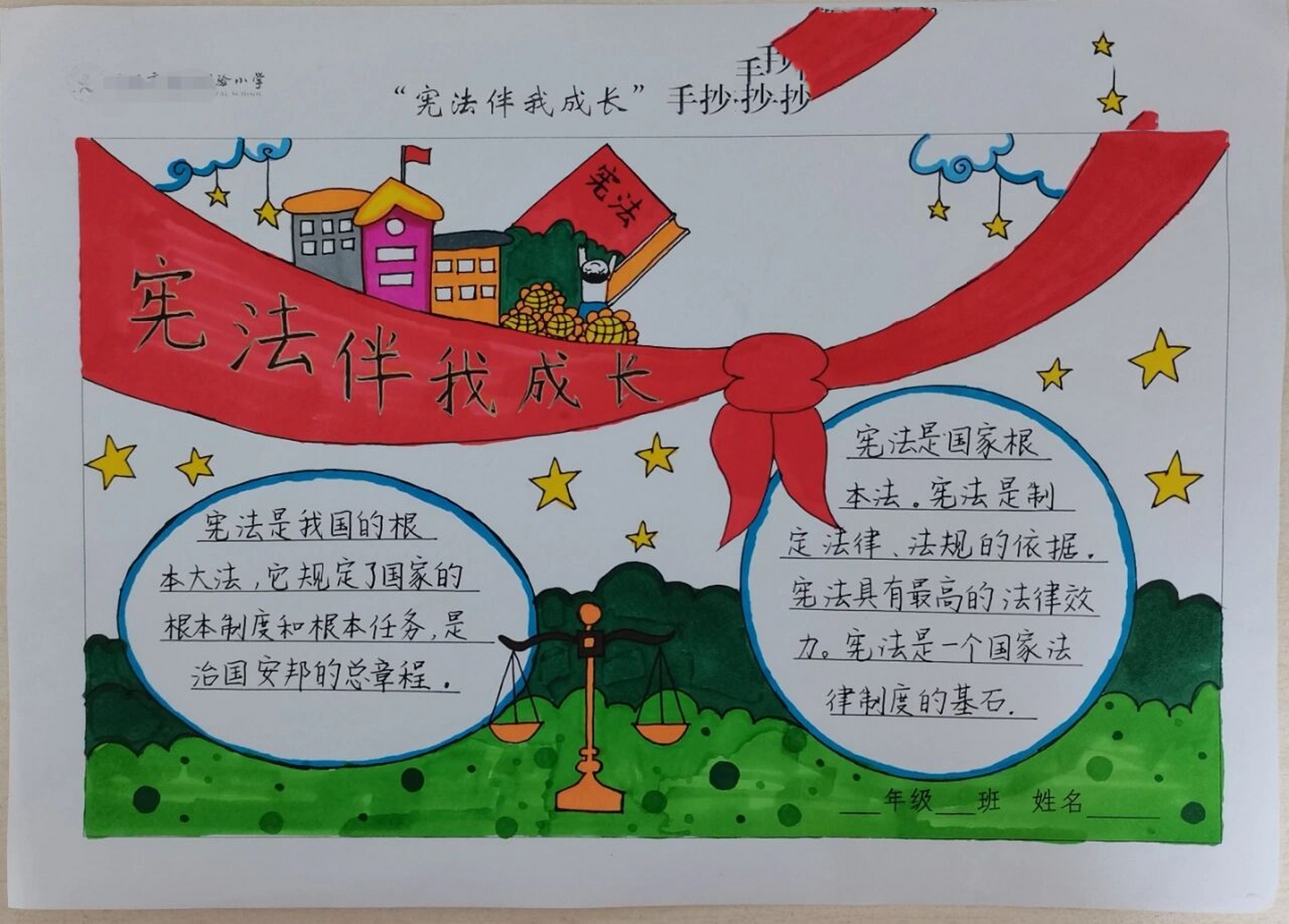 宪法手抄报 简单 易学 宪法伴我成长手抄报 简单易学版 图片内容灵感