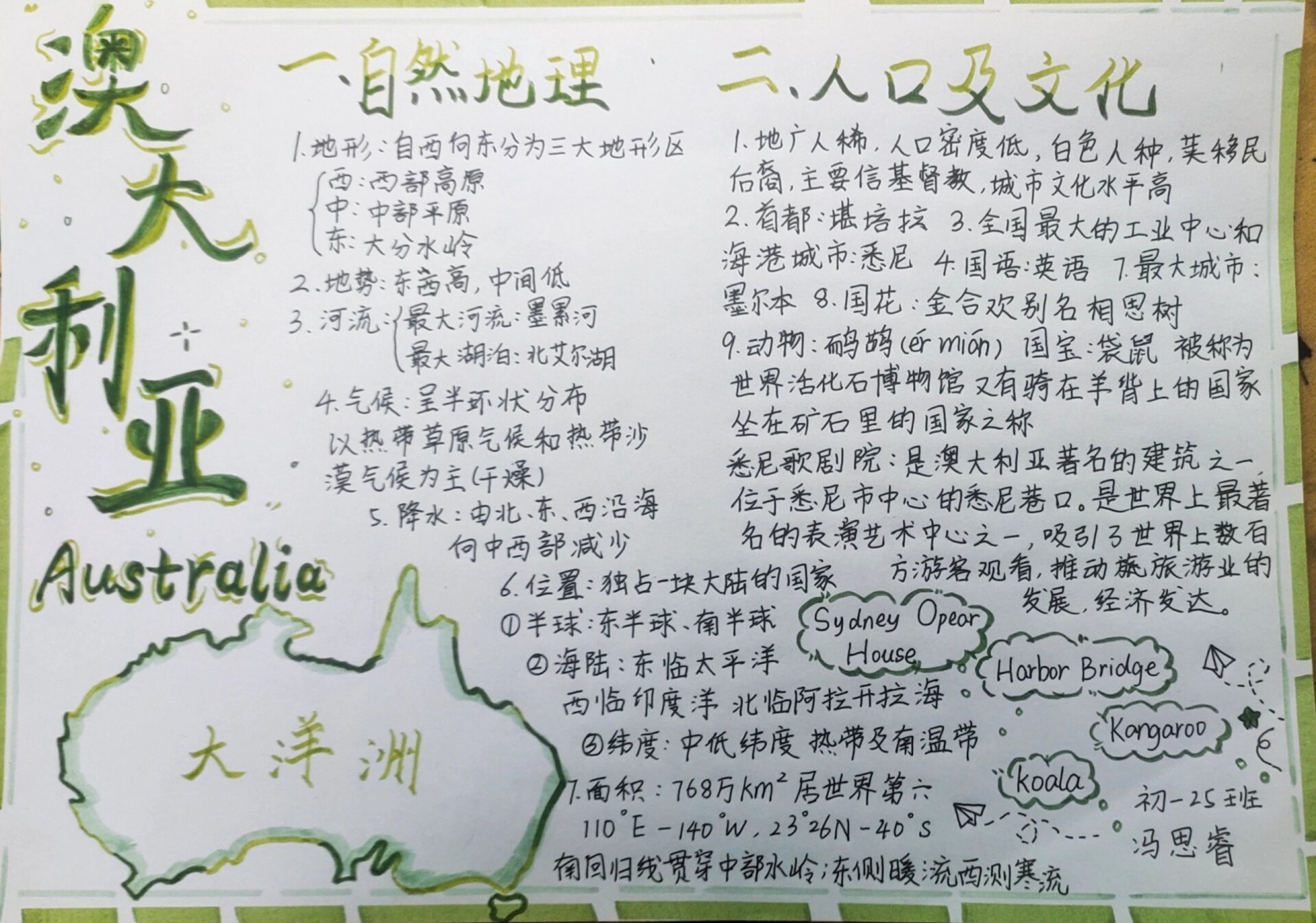 地理澳大利亚自然文化手抄报