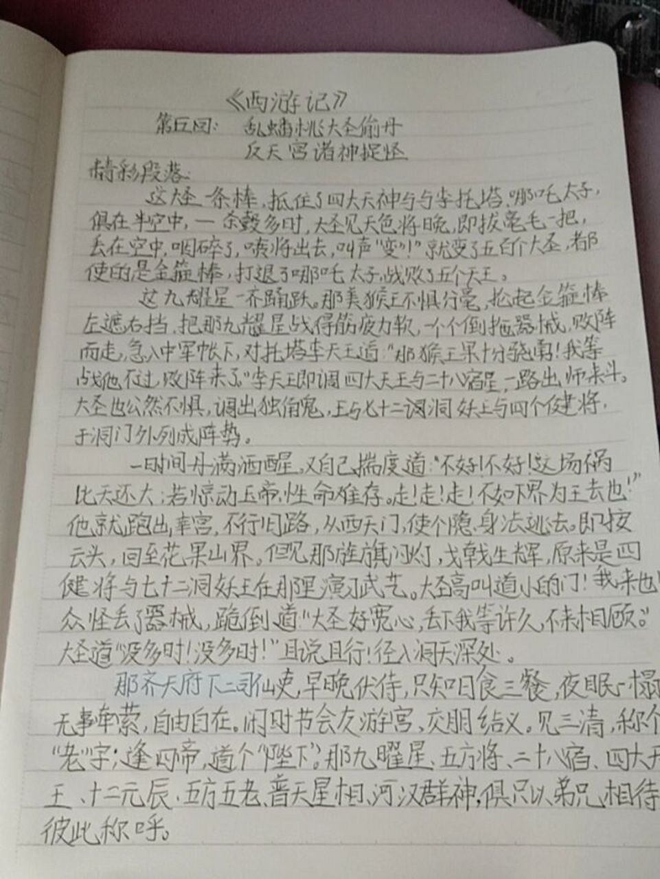 《西游记》第五回美段摘抄 暑假作业终结