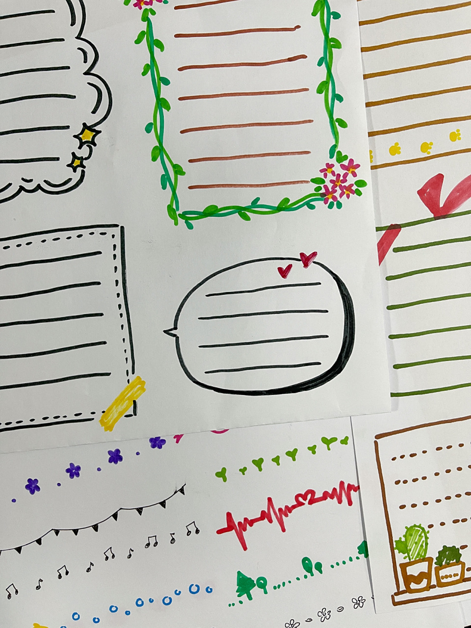 超简单实用手抄报素材,边框&花边 因为老大上幼儿园有时候留手抄报