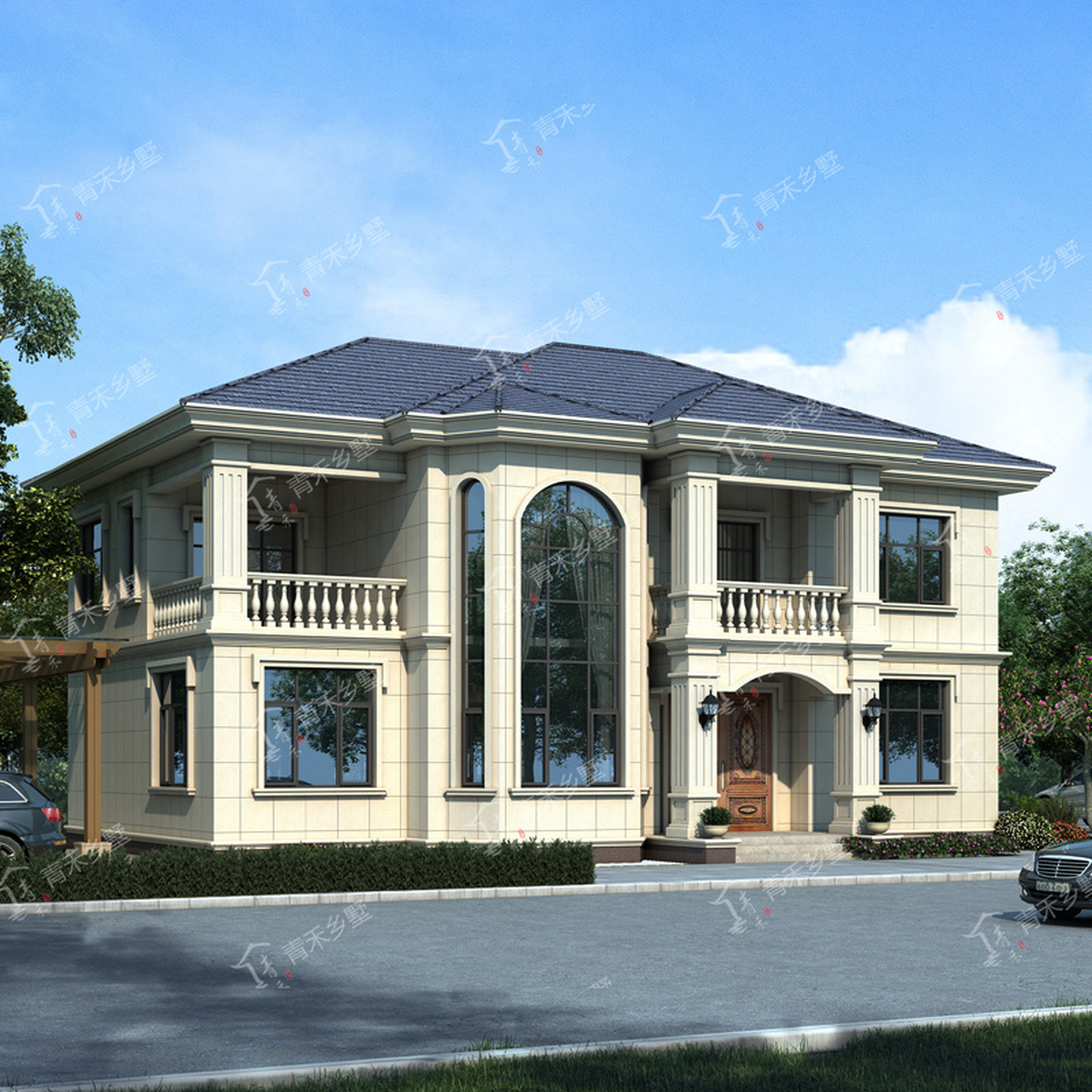 3款二层大户型豪华别墅设计施工图纸推荐 农村建房子,宅基地面宽比较