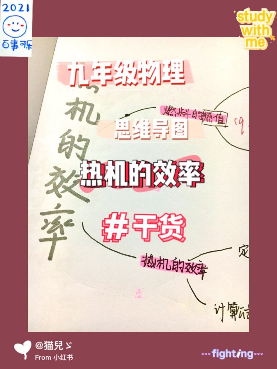 九年级物理思维导图 第十四章第二节 热机的效率 做好预习[微笑] 成为