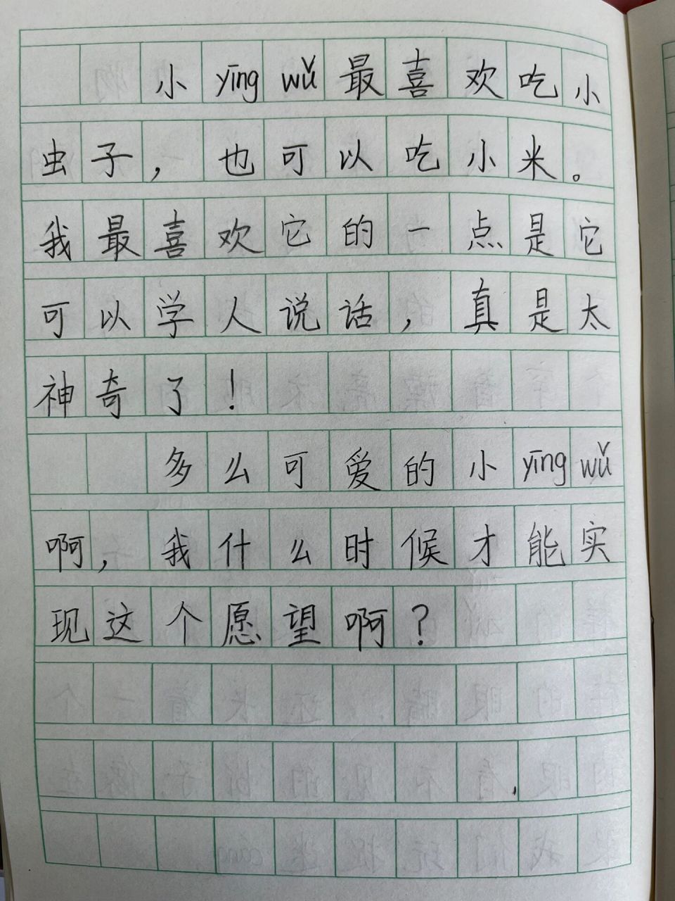 二下第七单元写话 我想养的小动物-鹦鹉