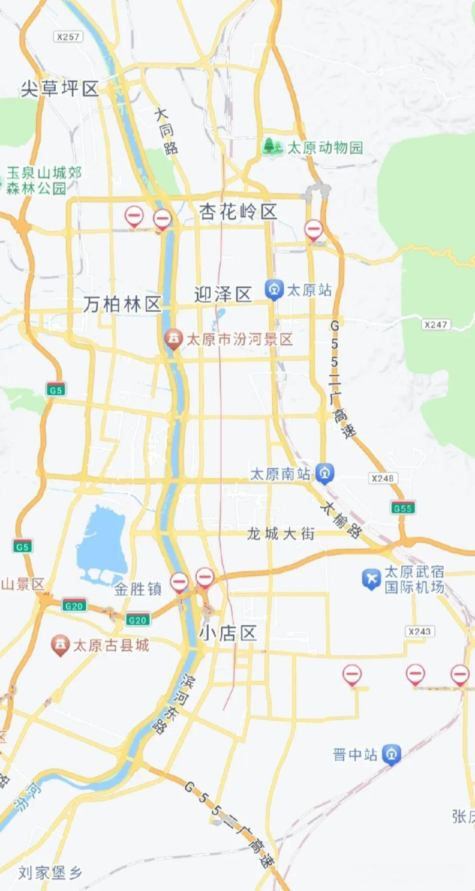 翻了下太原地图,发现太原城区有很多的丁字路口,比如太原火车站所在的