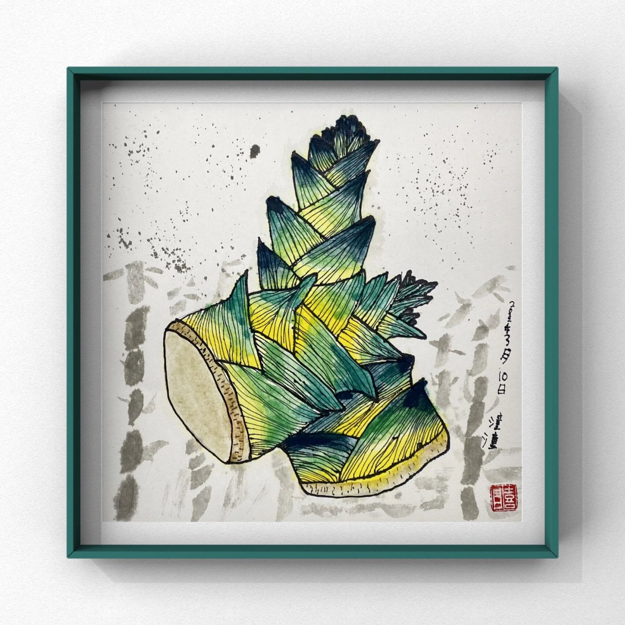 课的主题是《春笋》,是一节国画77线描课程,竹笋是江南美食之材07