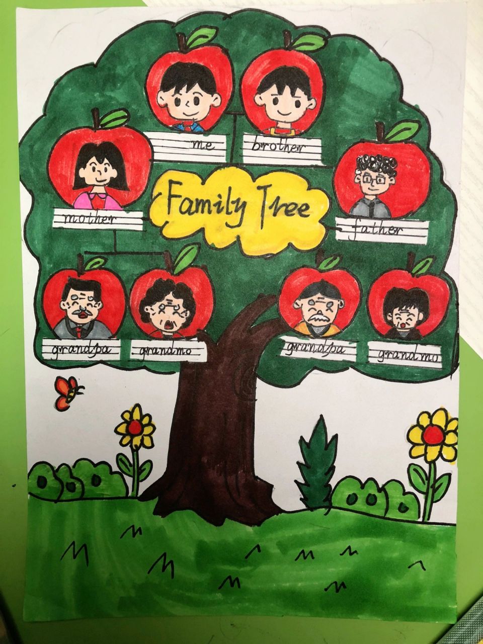 三年级家庭树简笔画图片