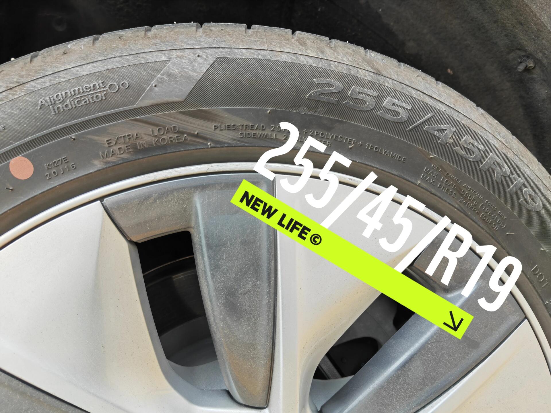 原厂轮胎参数 我的特斯拉modely是19寸韩泰轮胎 参数是255 45 r9