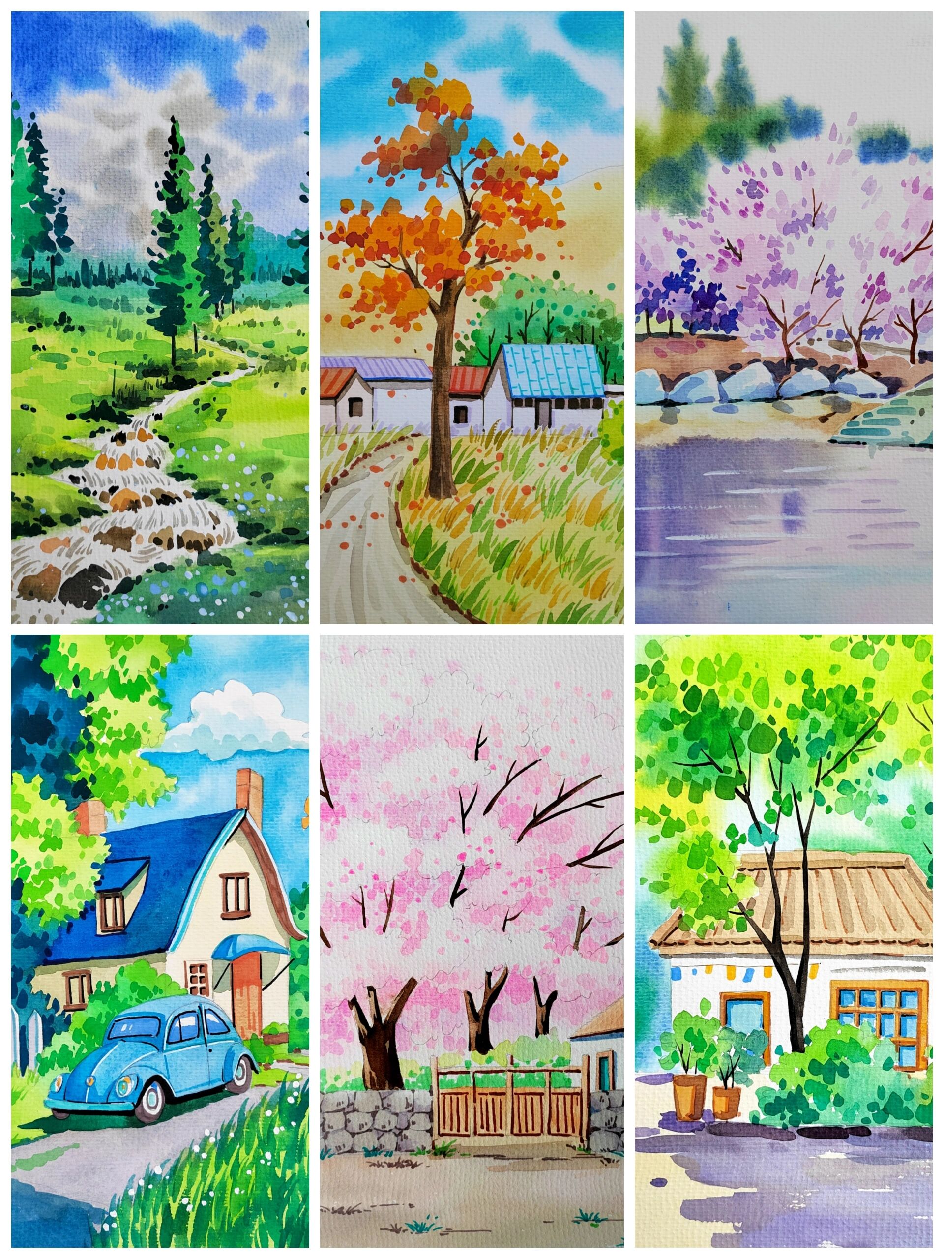 简单水彩风景合集