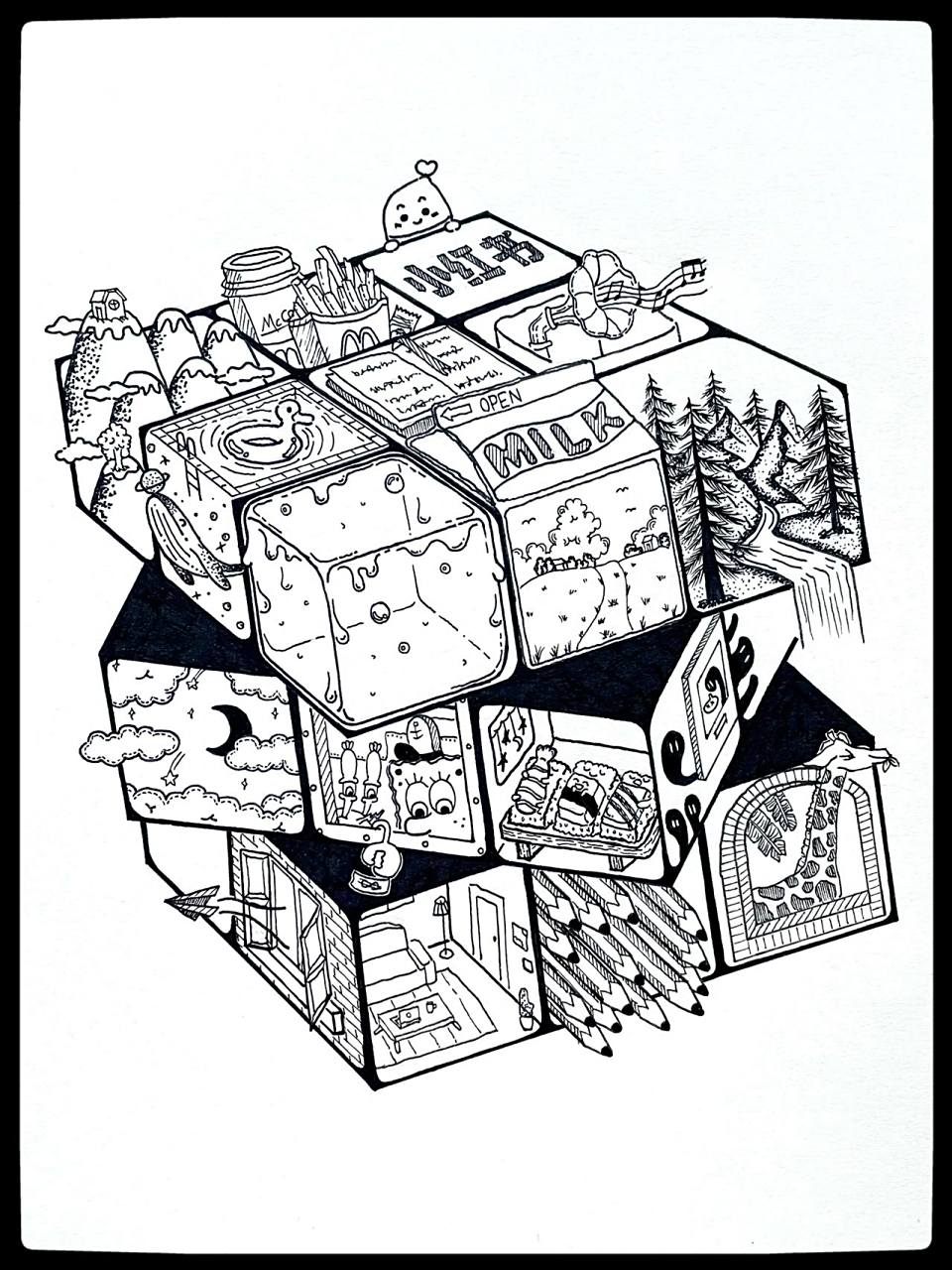 虽然不会玩魔方,但我会画魔方!