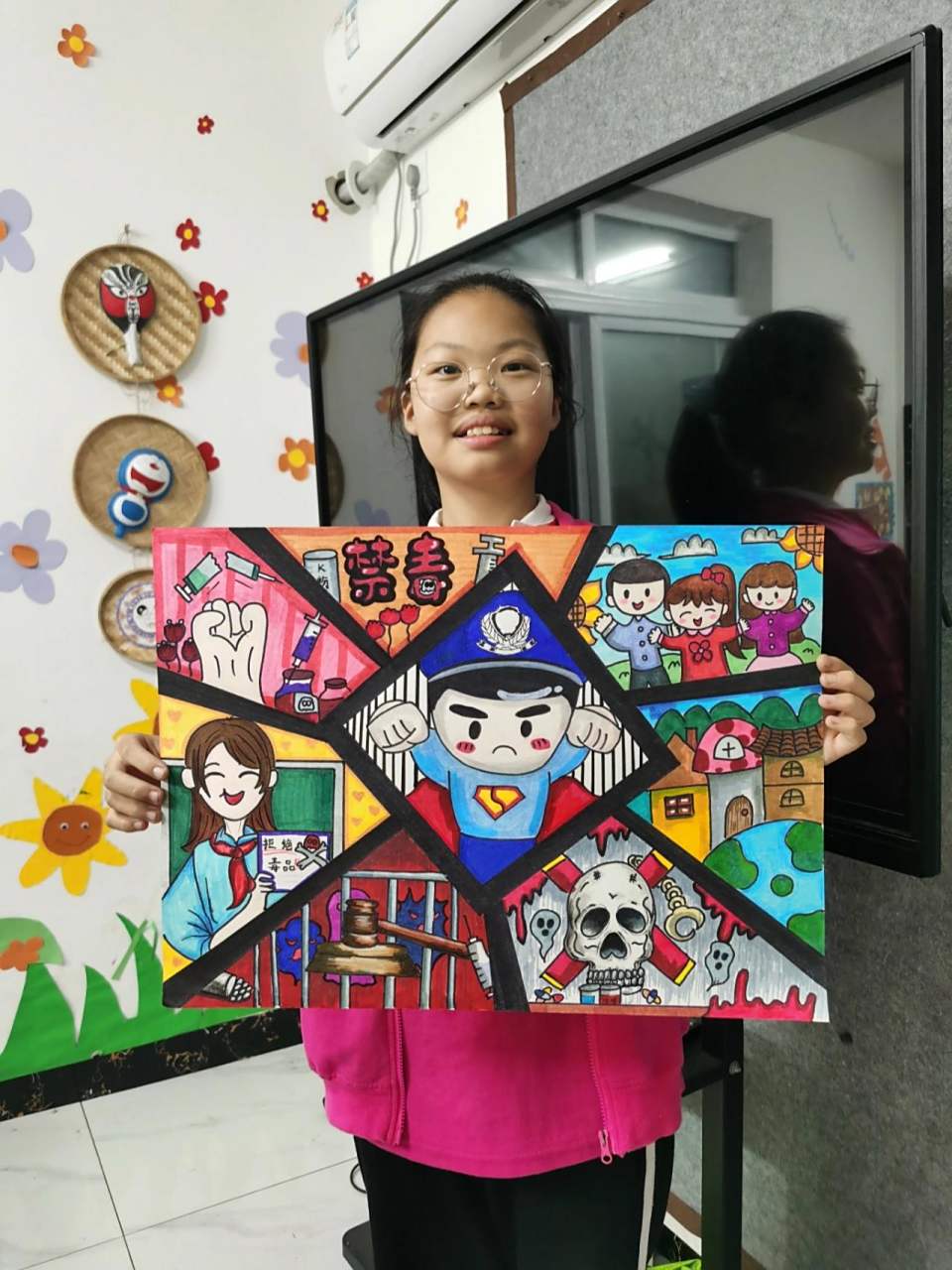 学生们画的禁毒比赛作品