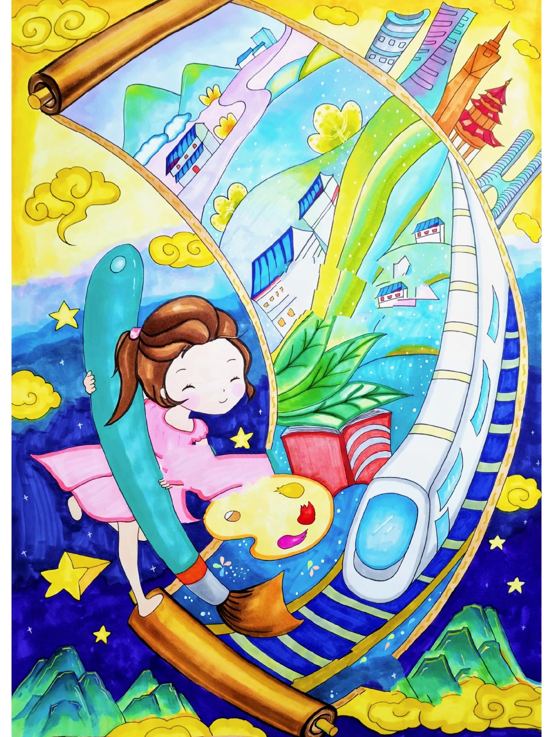 各类赛事主题画一等奖分享🌟 高质量代画 任意难度皆可,画画头疼的