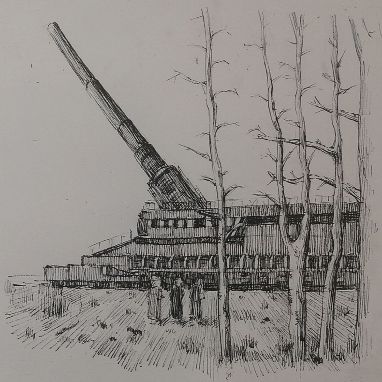 古斯塔夫巨炮 钢笔画 古斯塔夫巨炮 钢笔画