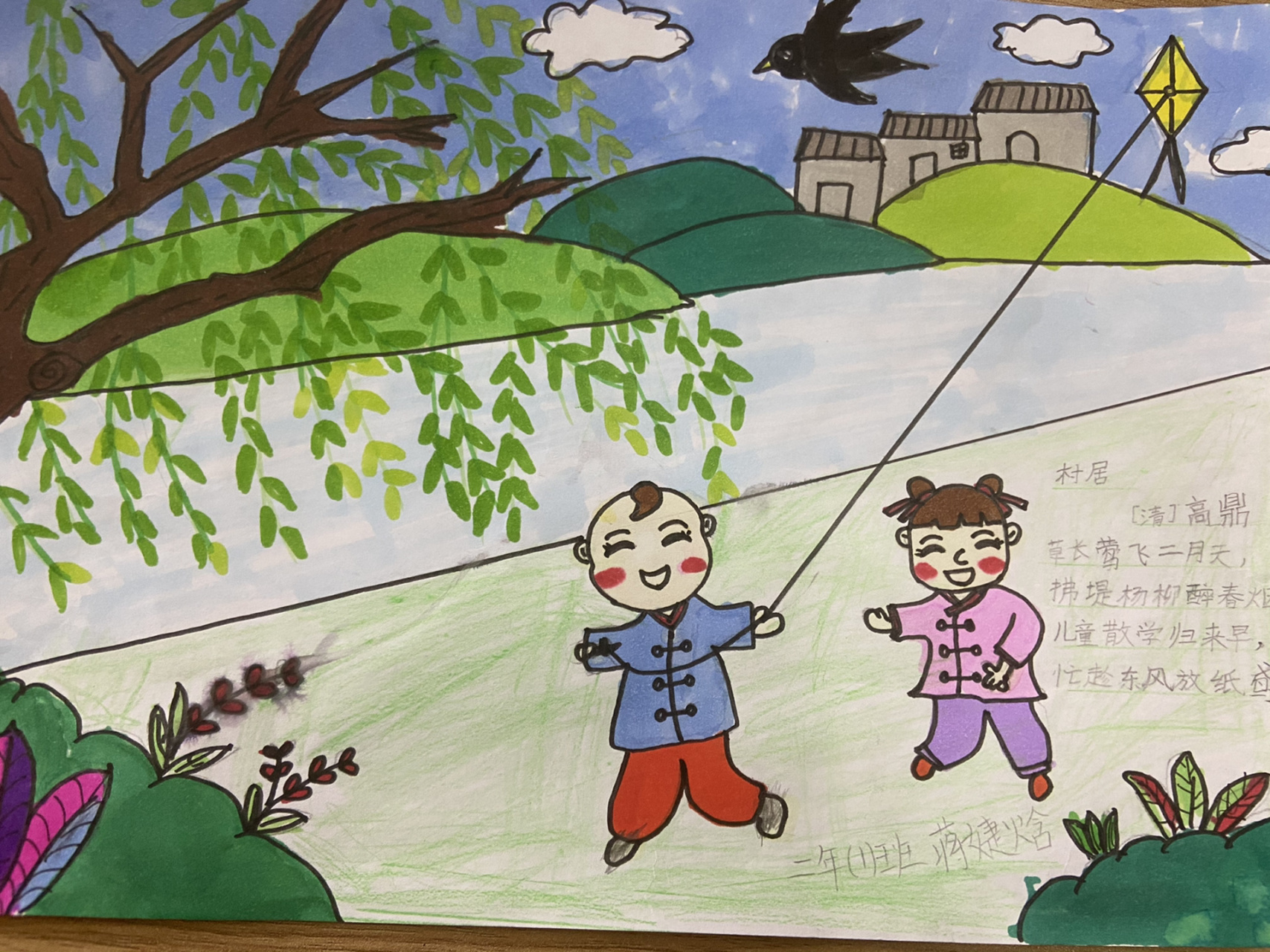 古诗绘图 | 二年级下册语文《古诗二首》 《村居》绘图