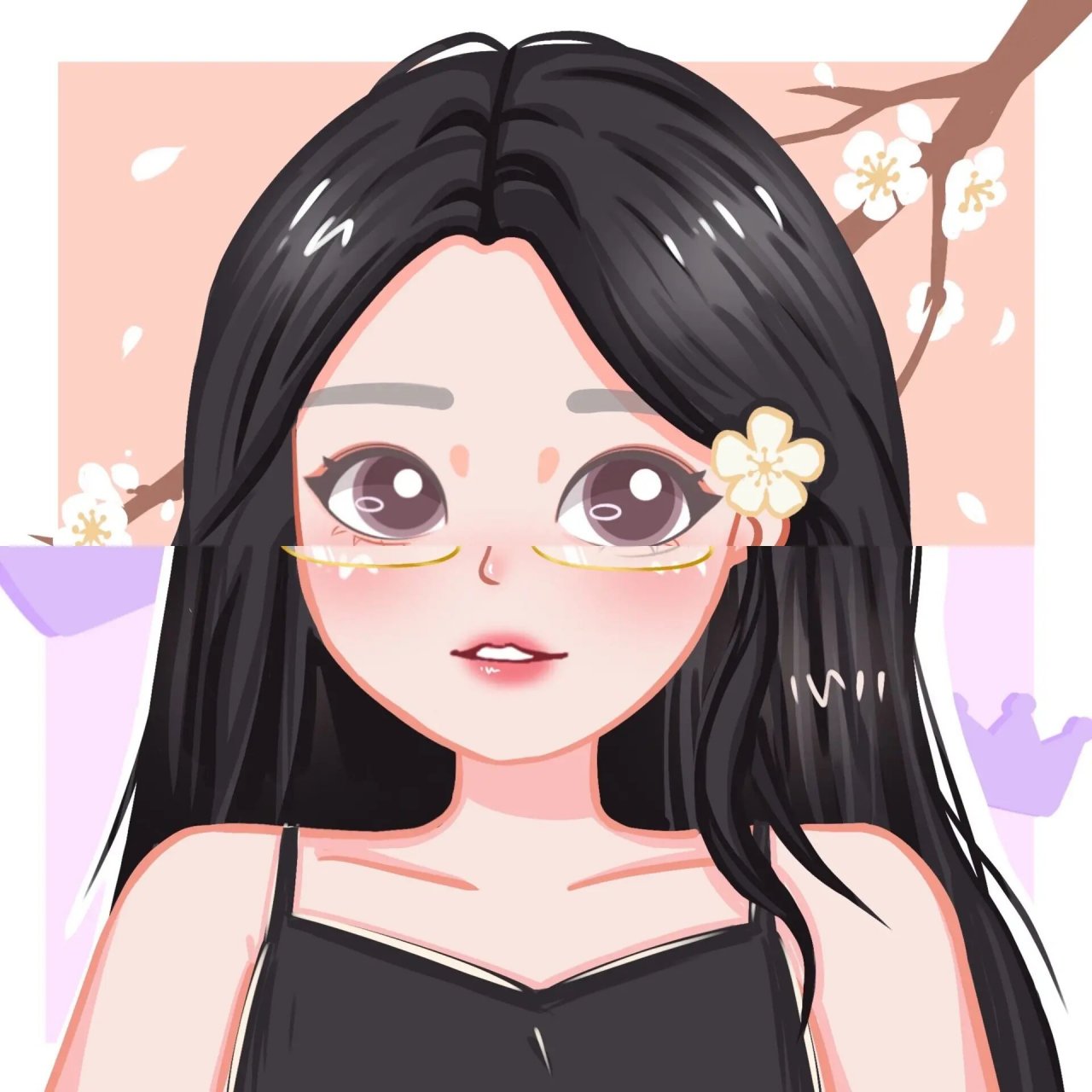 卡通头像 | 母女头像～ 客单展示 客人小姐姐与她漂亮妈妈的单人头像