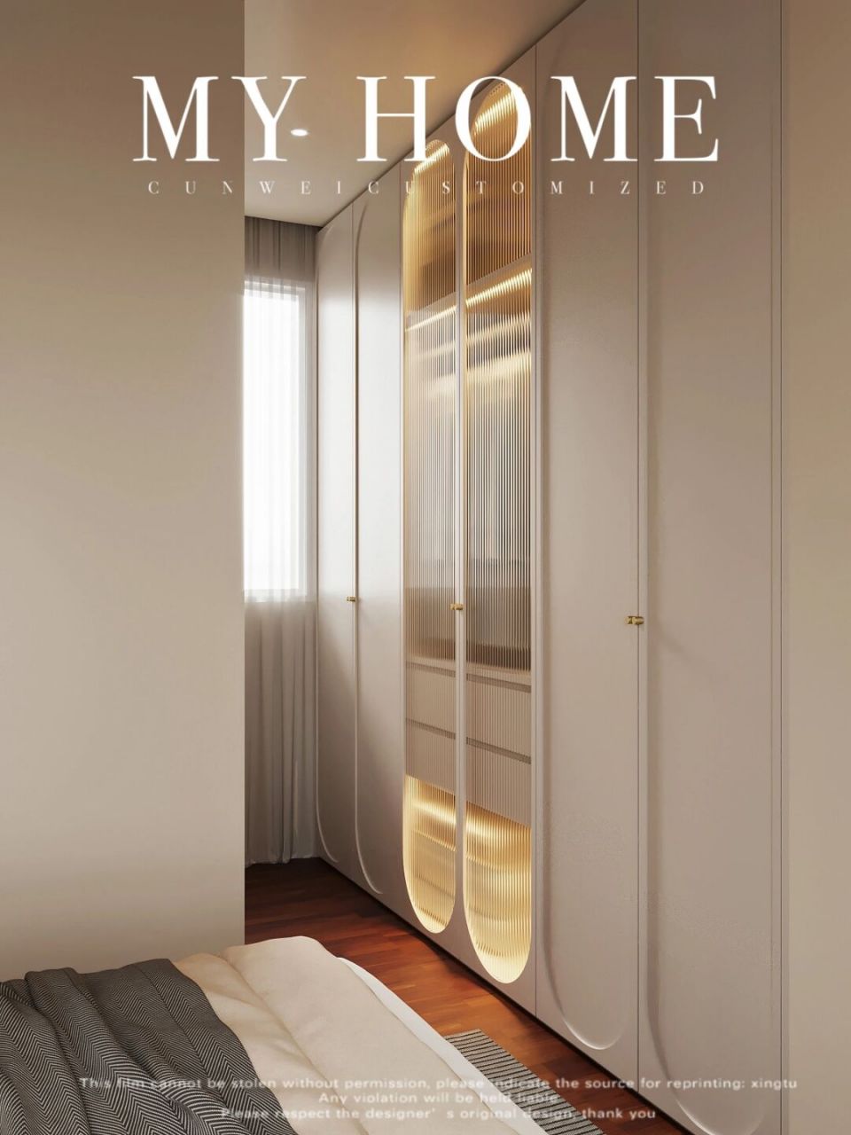 法式奶咖色拱形衣柜,尊嘟好好看!