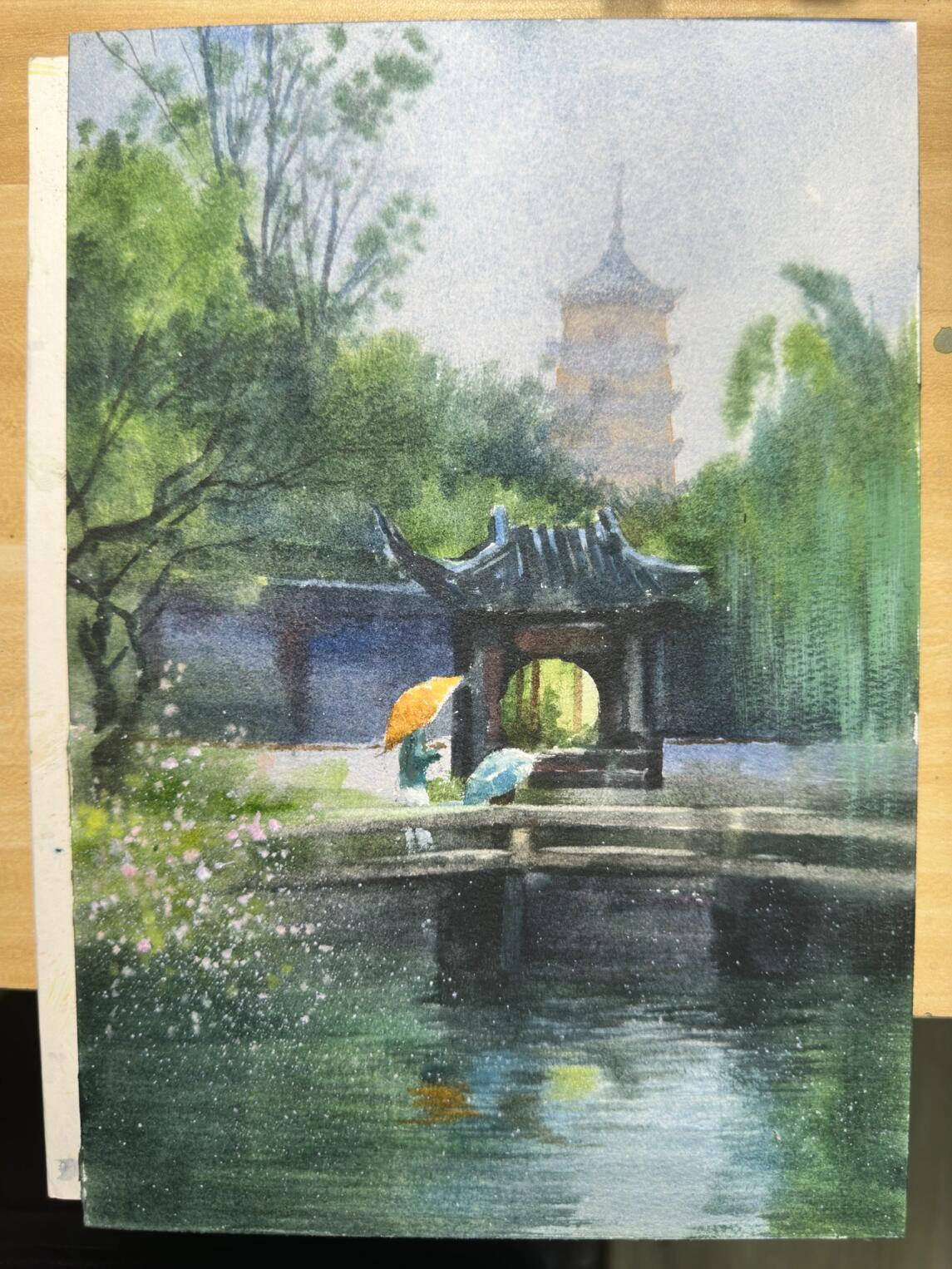 水彩风景习作步骤分享