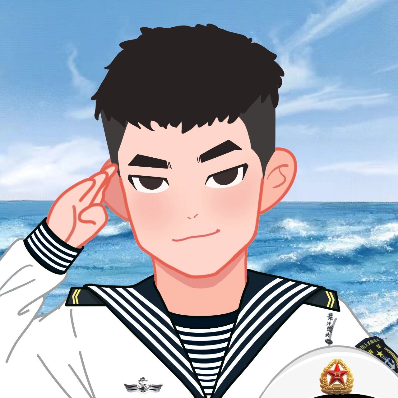 ⑦海军手绘头像 水兵服 水兵服请查收 92商用 (17ò 66 ó17)