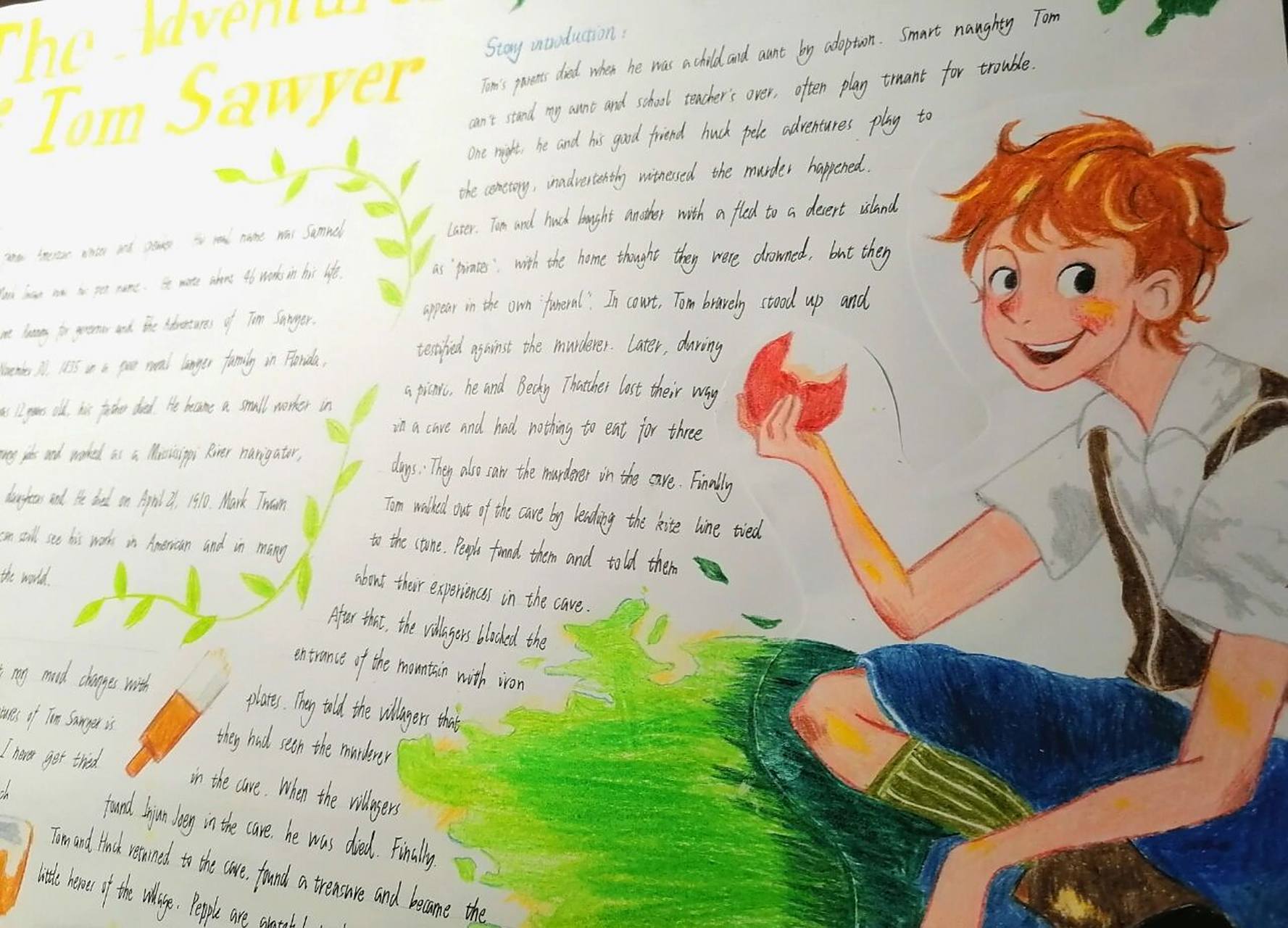 汤姆索亚历险记英语手抄报 汤姆索亚历险记英语手抄报(字有点写歪了