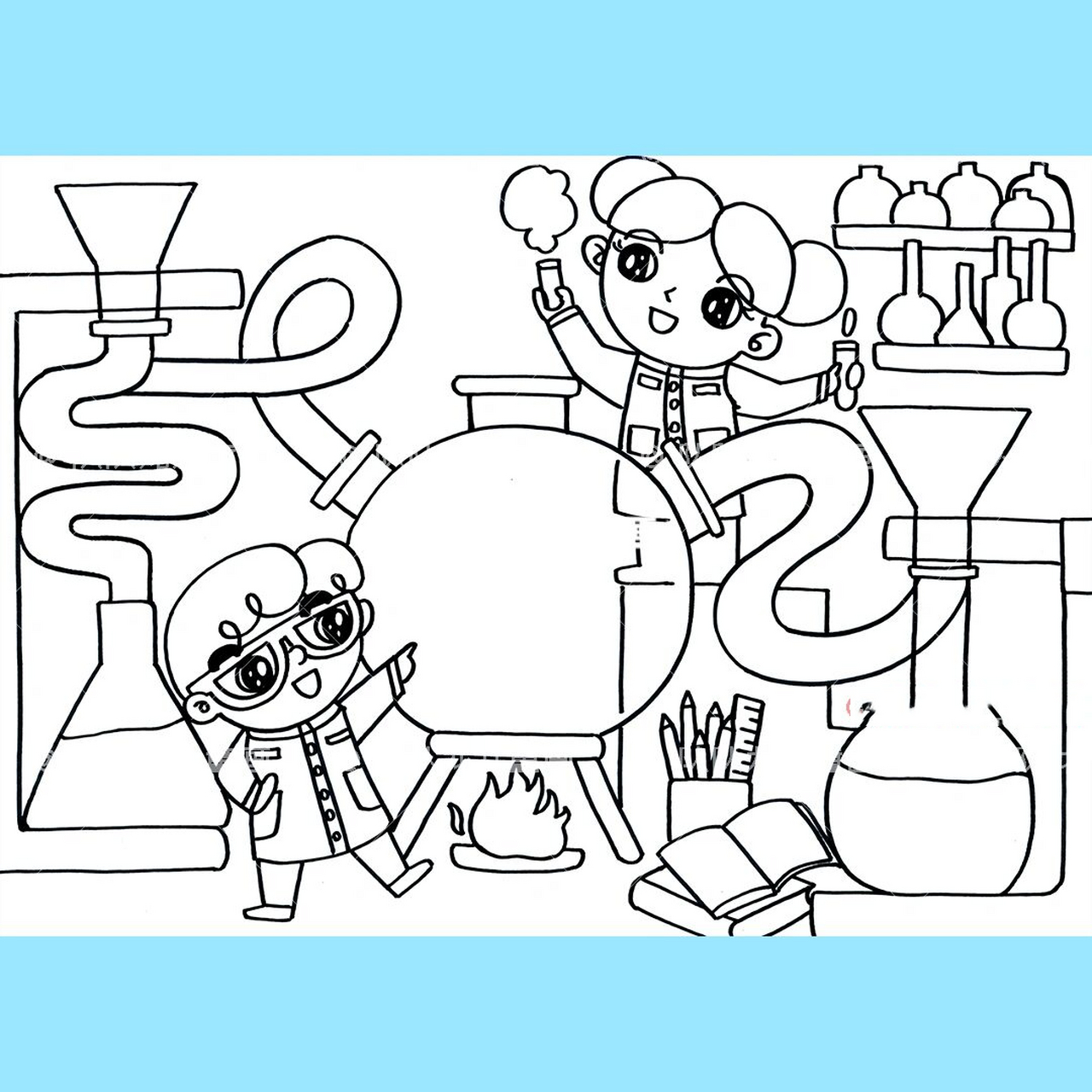 原创儿童画手绘:小小科学家 关于科学家的小小儿童画~要点:科学科幻