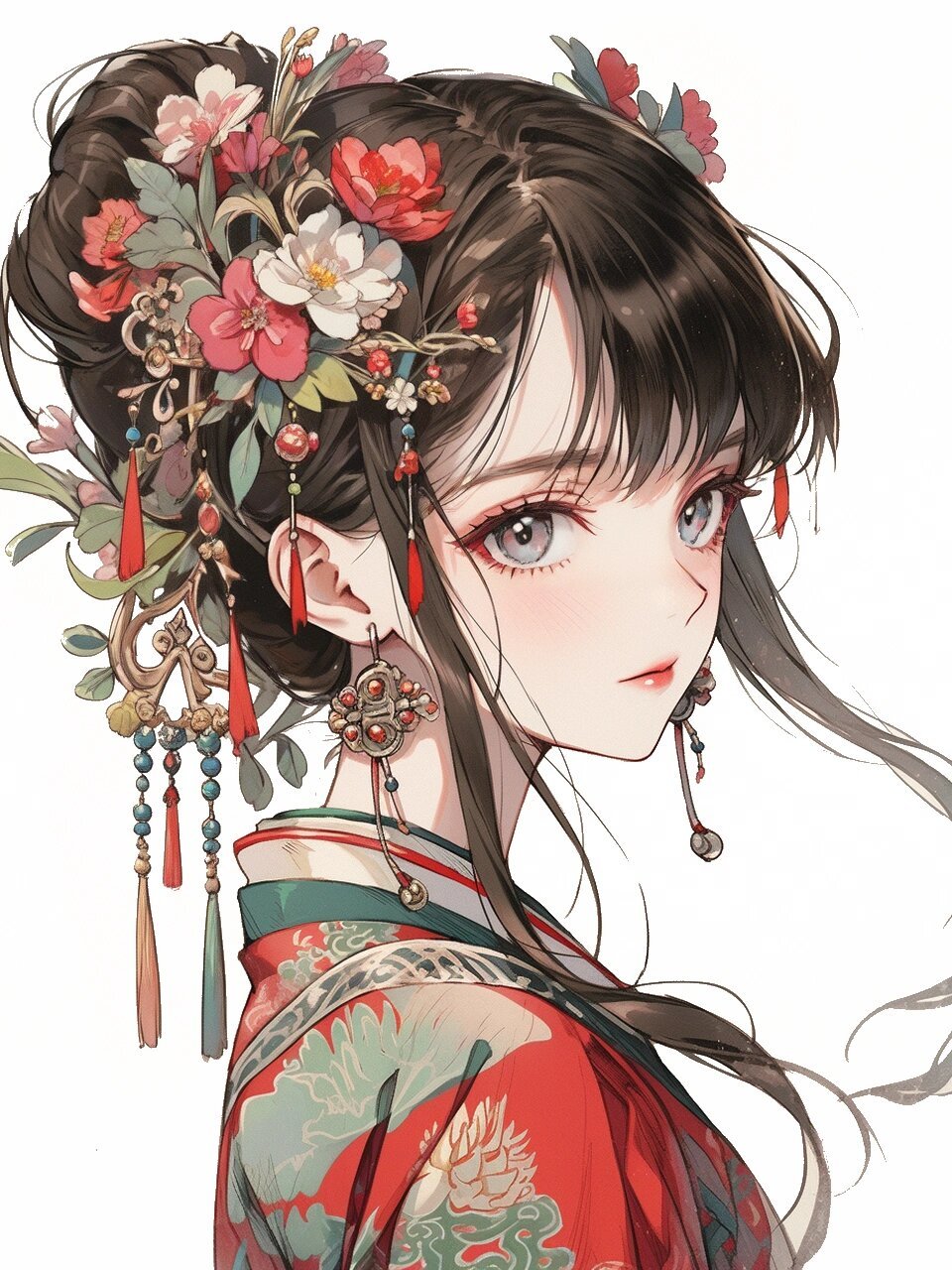 动漫女头|新年国风头像,2024年加油94 #画画的日常# #古风插画