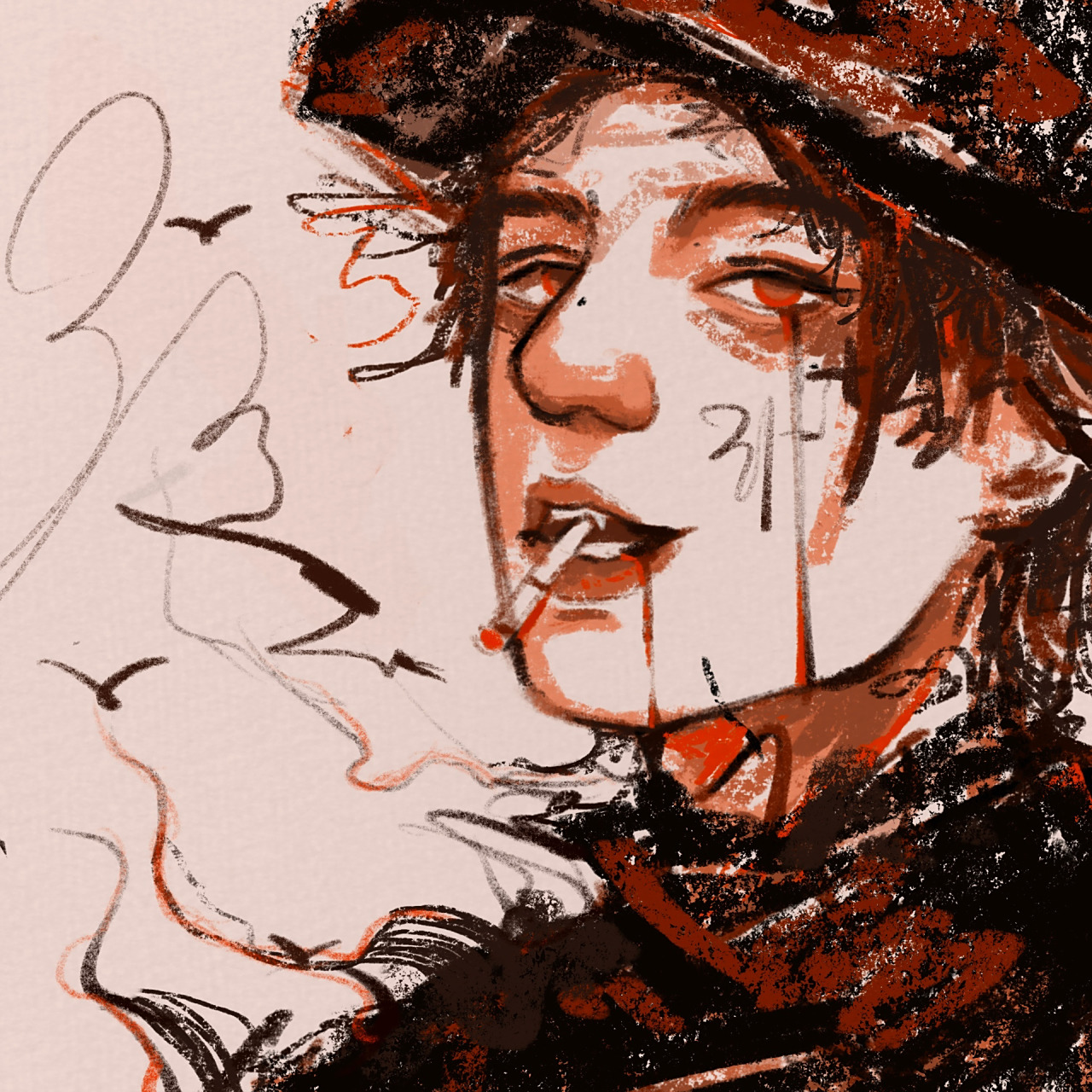 欧美艺术感抽象男头|七色(手绘头像69/100) 96工具99:procreate