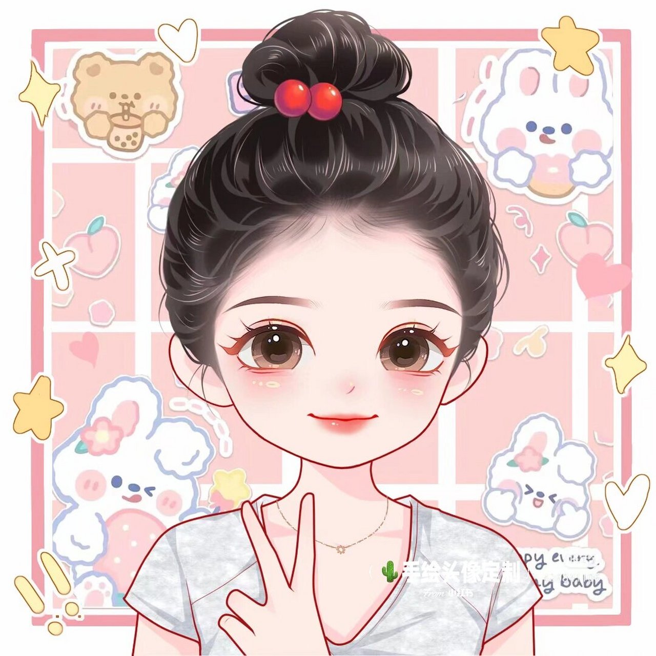 俏皮可爱的丸子头女生头像 一眼心动的女高头像9292 741532