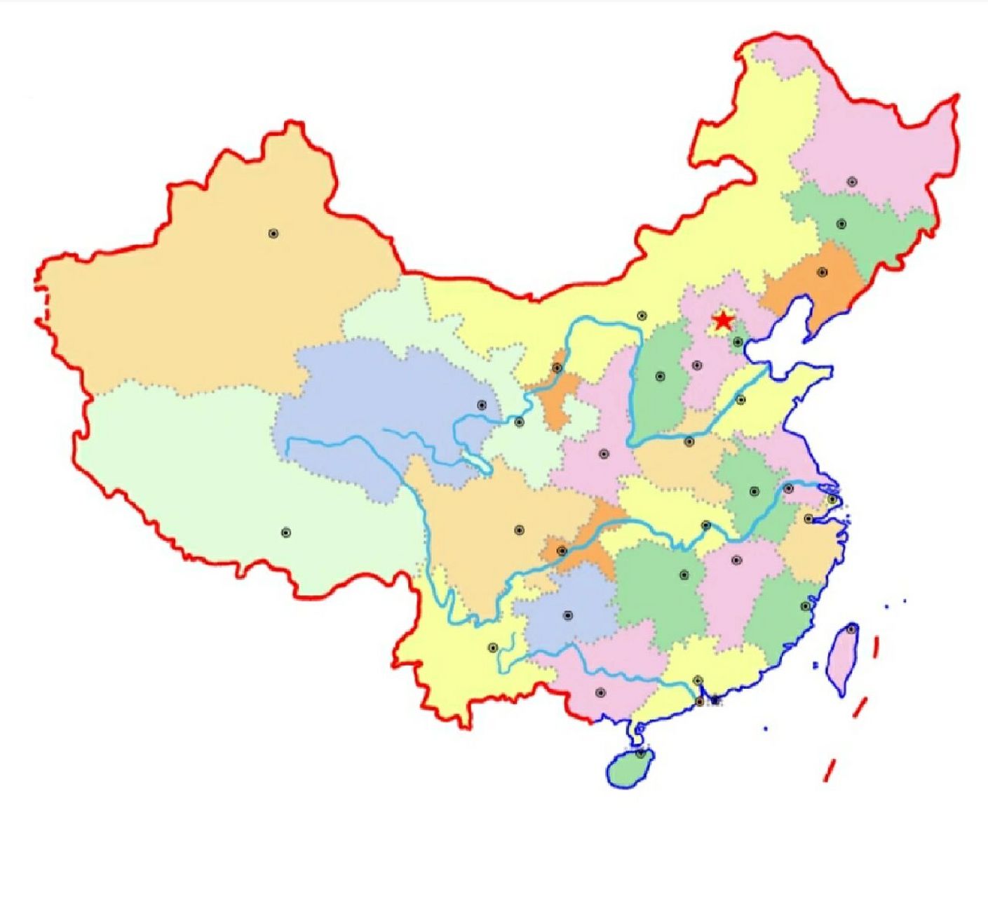 中国省级行政区划图 图一可以给孩子打印出来,填空 中国总共有34个