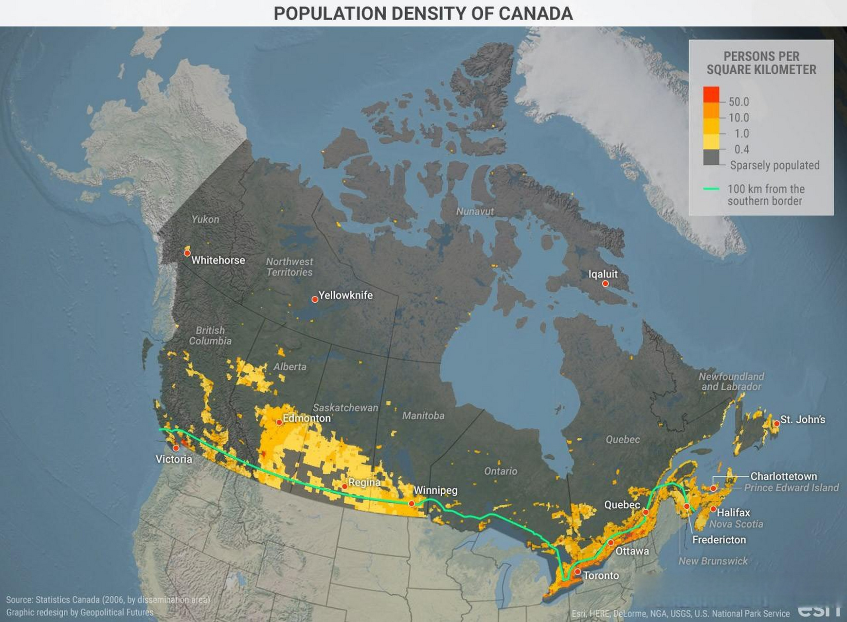 加拿大人口分布地图图片