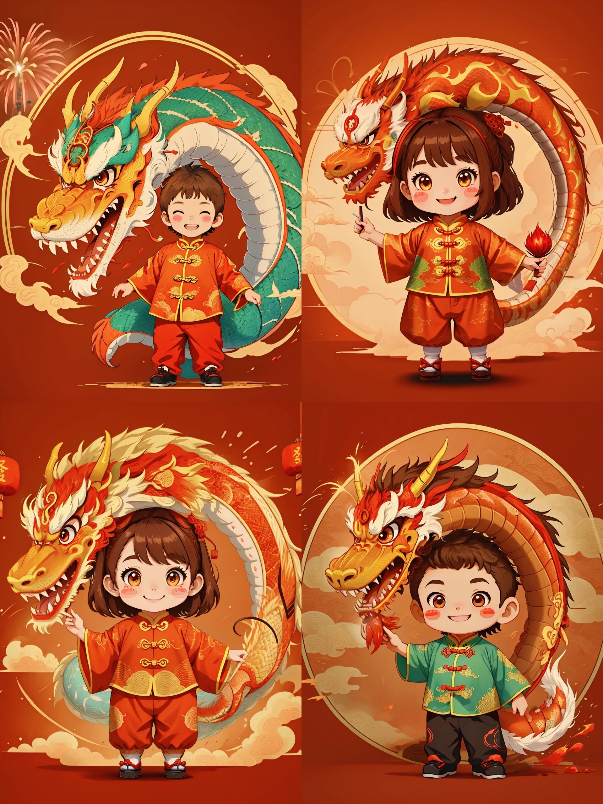 龙的传人93新年头像 少年强则国强 #原创插画# #国风插画# #国潮