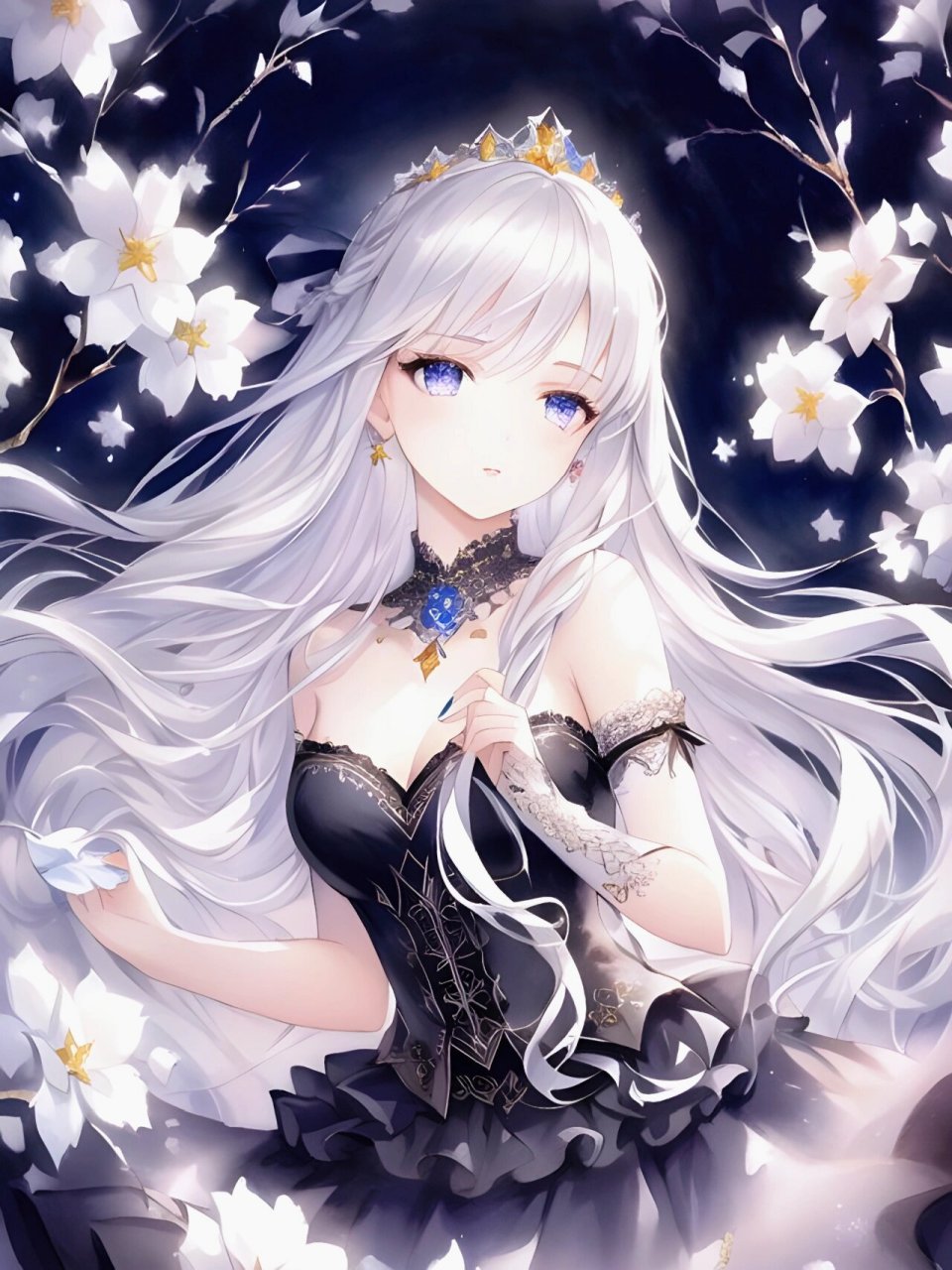【draft】月光下的银发少女|二次元壁纸