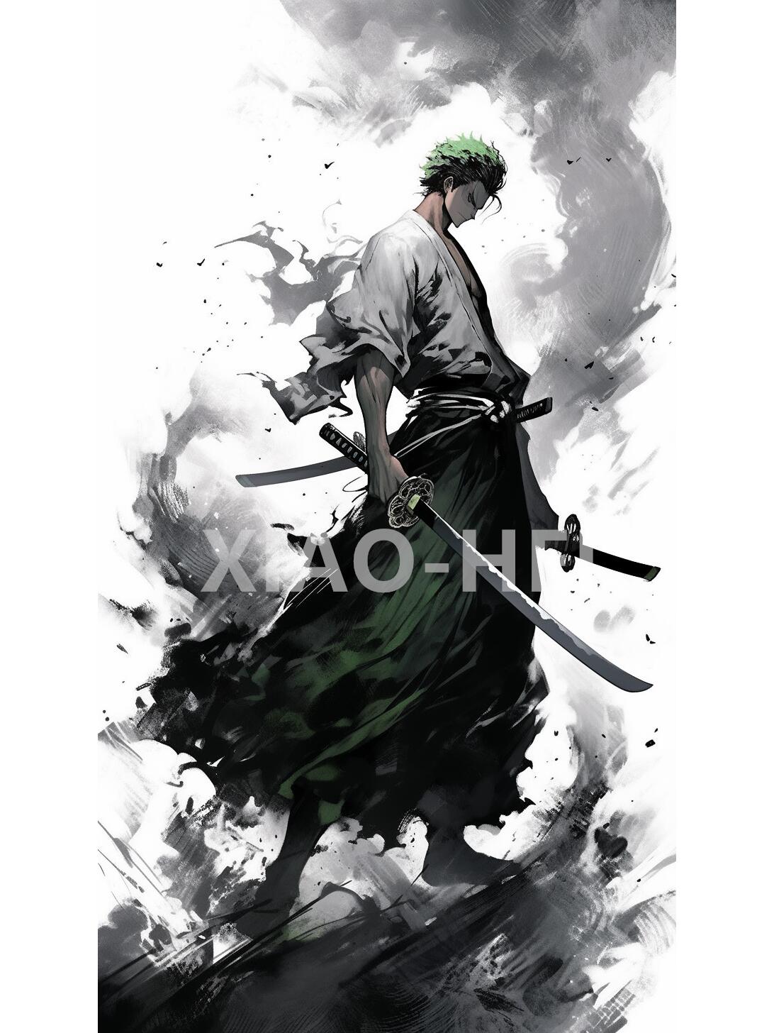 水墨风索隆,简直帅惨了!