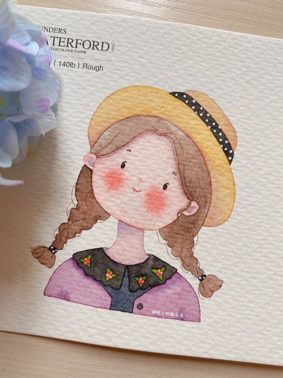 水彩手绘 森系复古小女孩 水彩插画 软萌少女头像 原创 手绘人物 水彩