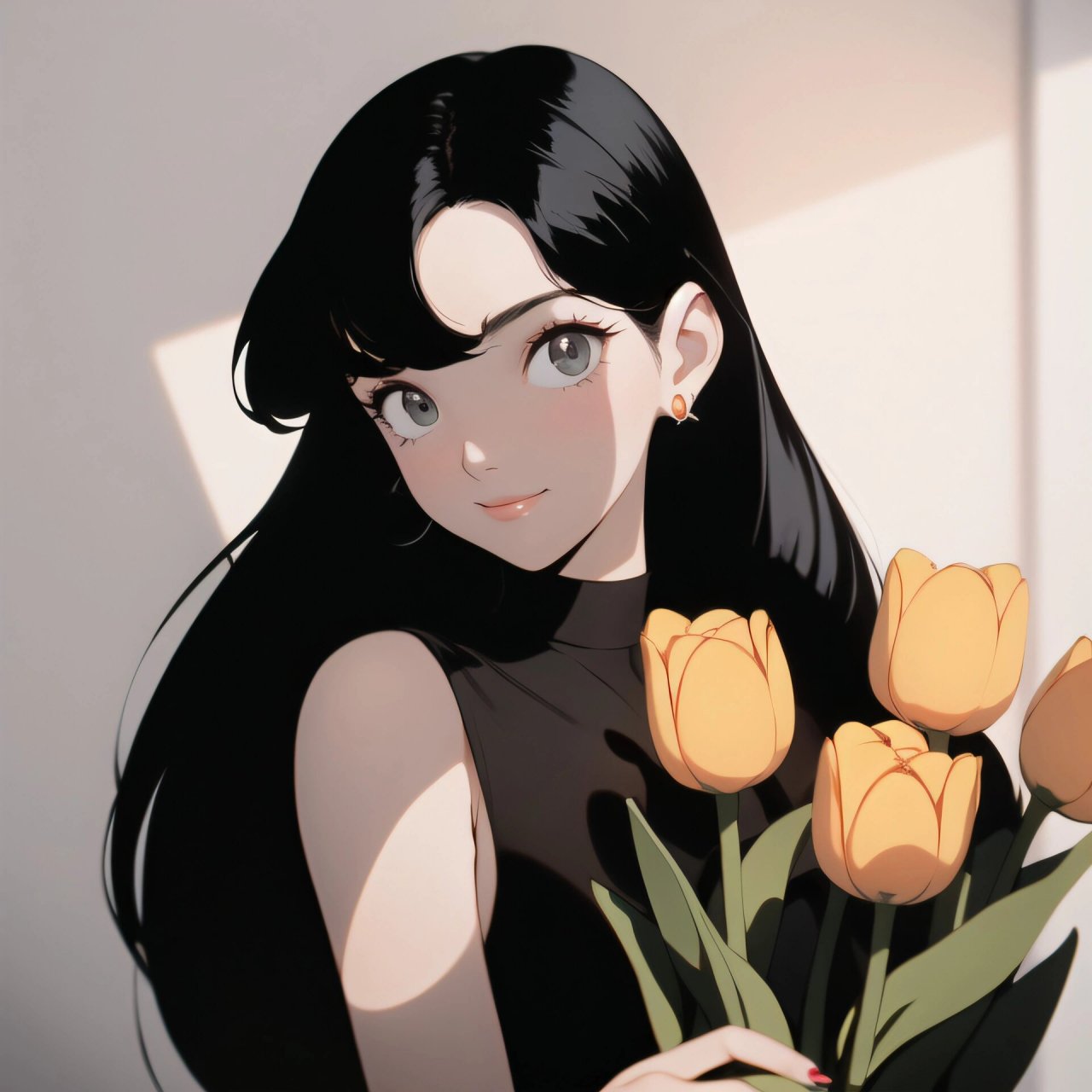 旧漫头像|午后慵懒风郁金香少女 最惬意就是阳光正好,和风拂面70