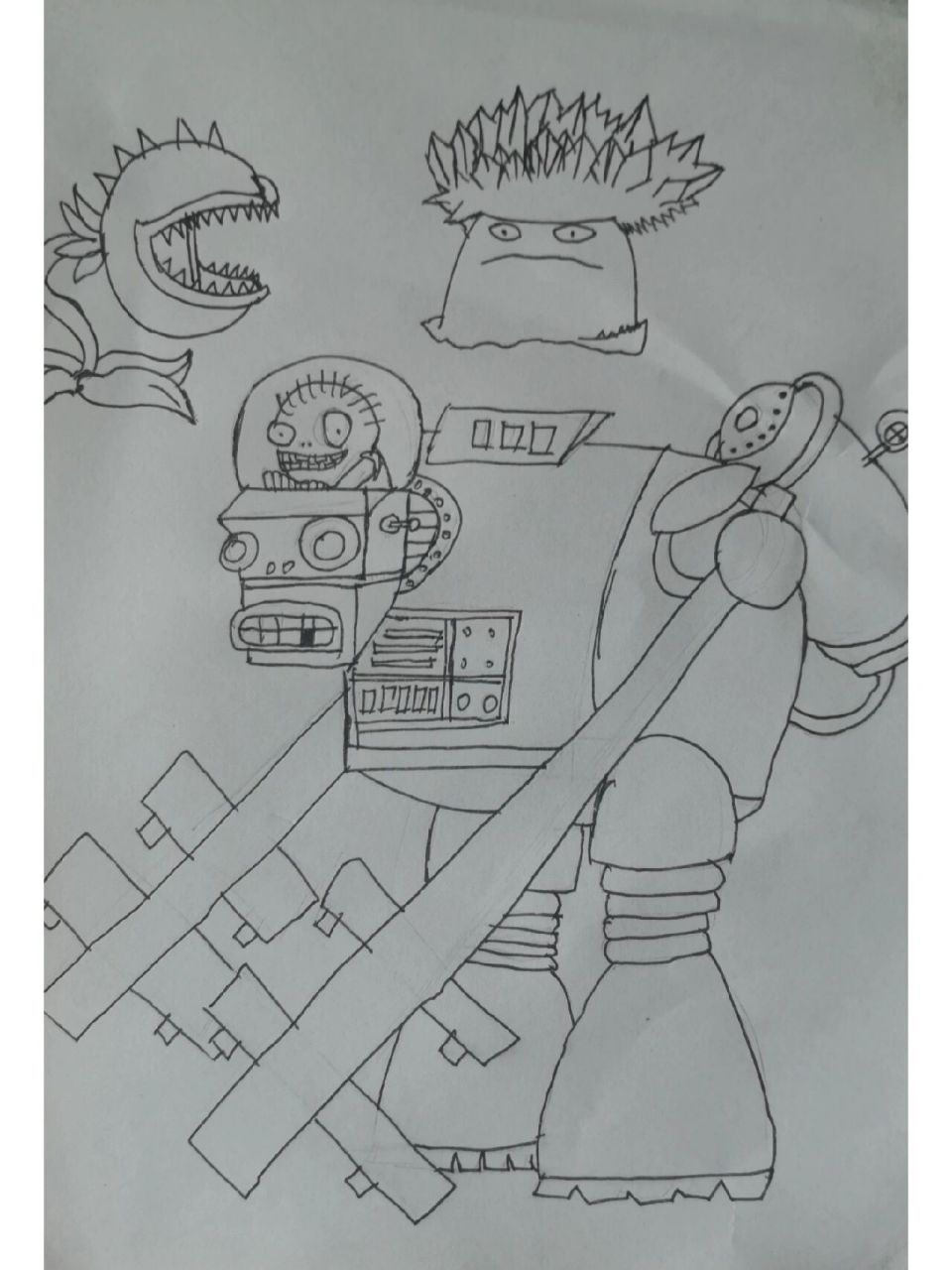 15个不同世界的巨人僵尸 简笔画 画画