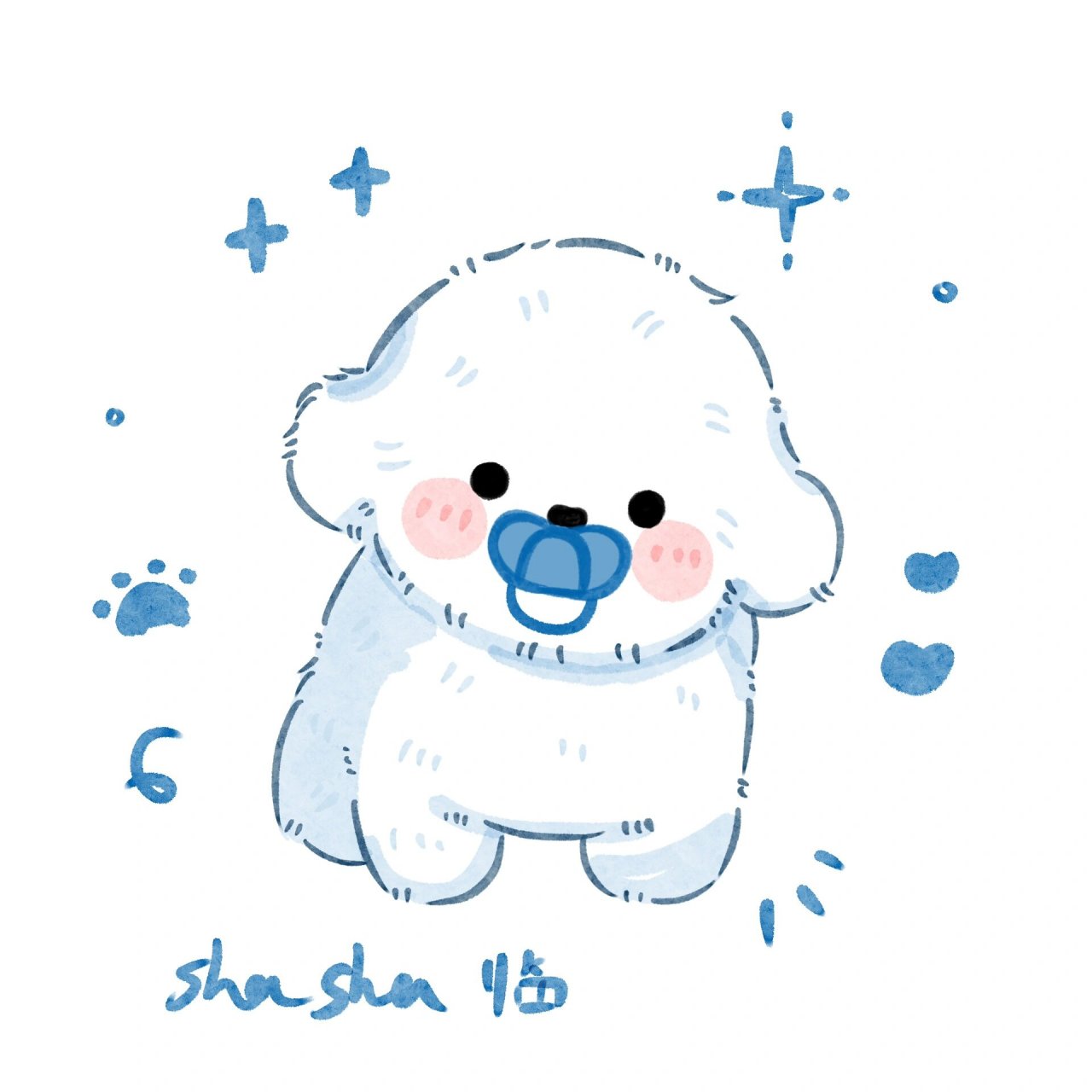 可爱比熊小狗简笔画