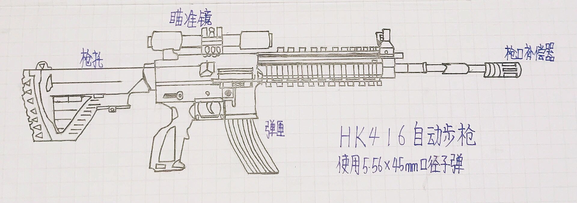 手绘枪械·hk416突击步枪