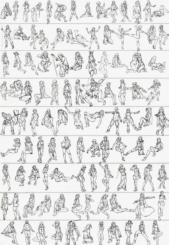 全方面速写小人姿势大全