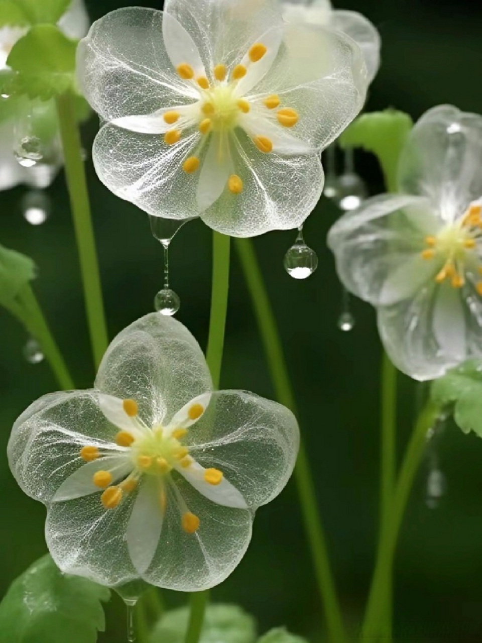 有一种遇雨就会变透明的花叫山荷花,它的花语是:纯纯的爱,私藏的爱