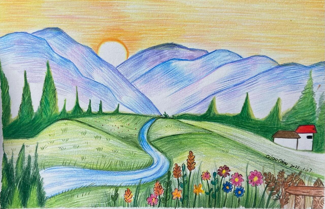 《诗和远方》风景彩铅教程 带步骤图