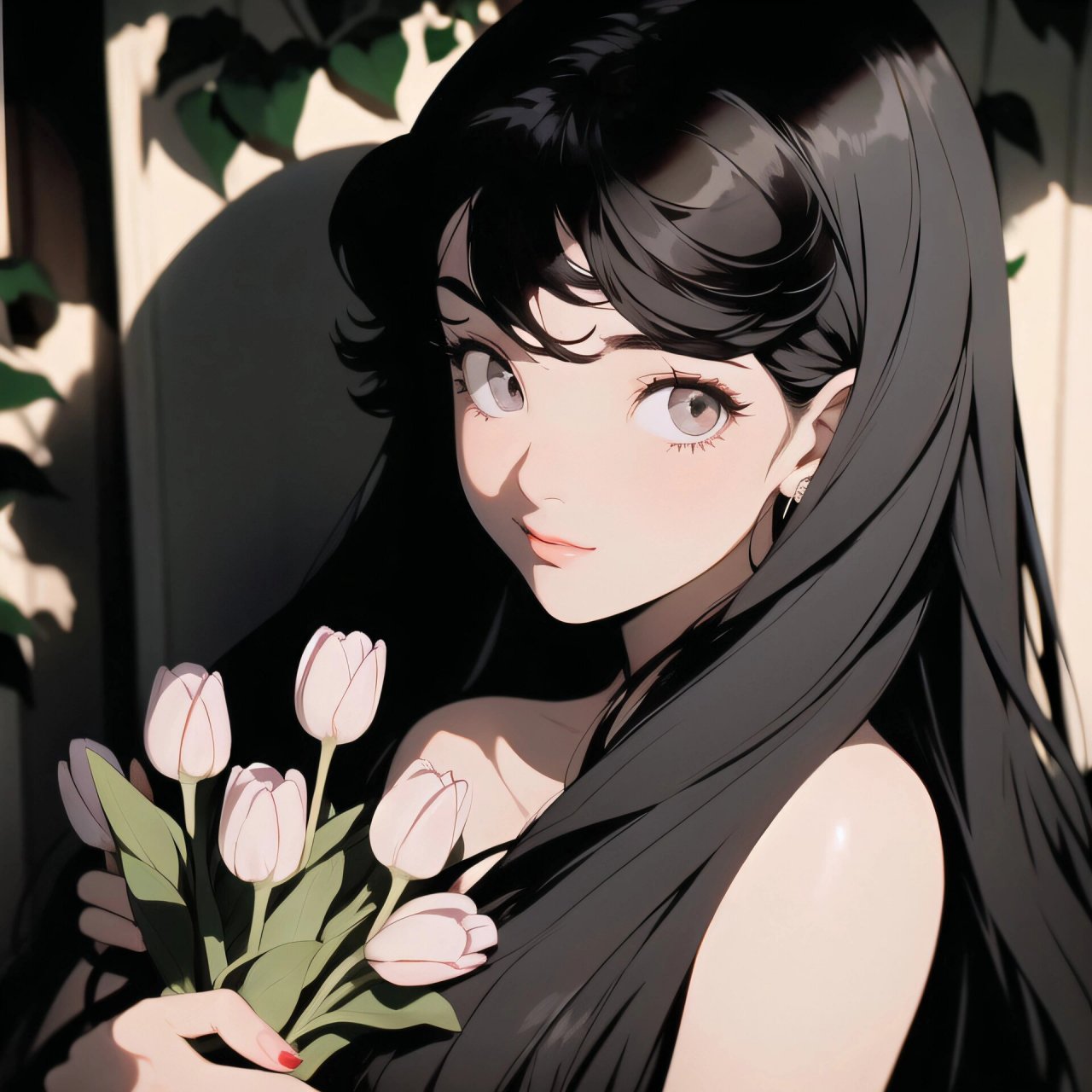 旧漫头像|午后慵懒风郁金香少女 最惬意就是阳光正好,和风拂面70