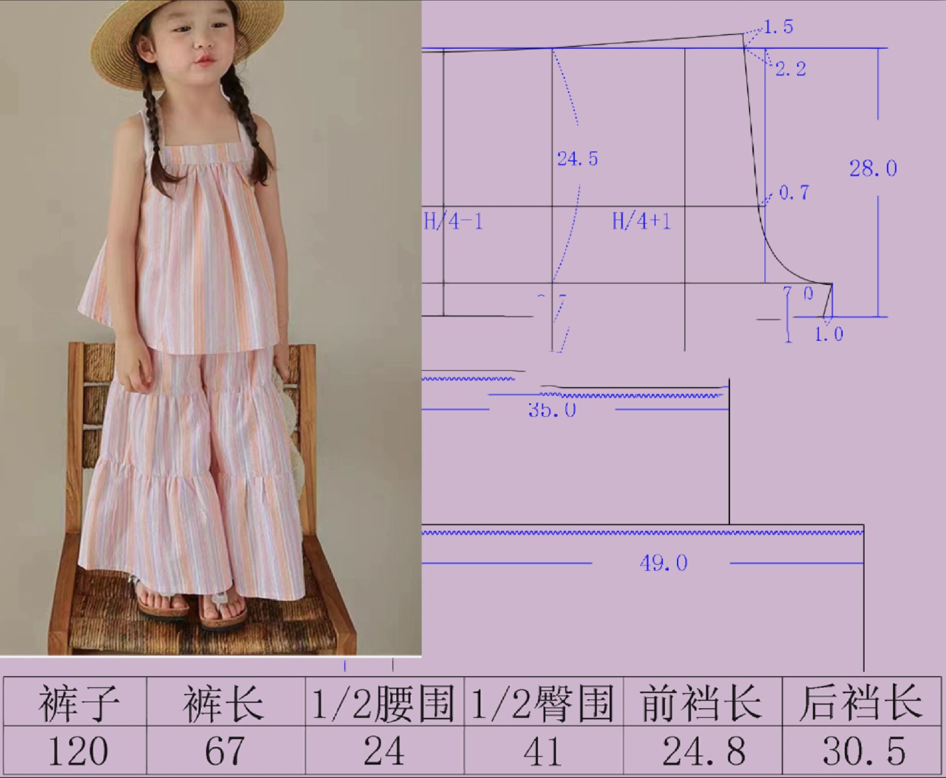 女童蛋糕裤裙纸样