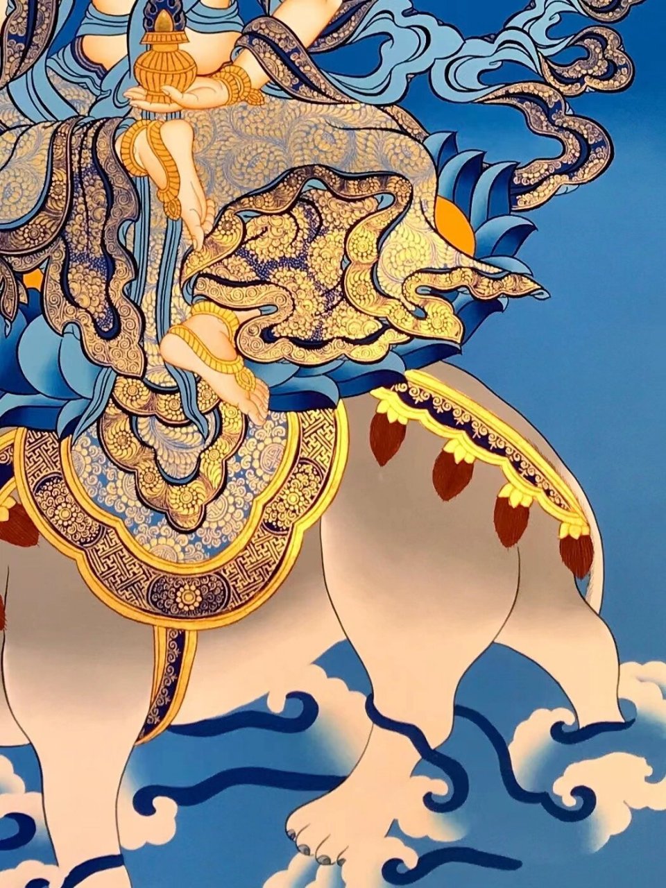 传世唐卡 《普贤菩萨》蓝金唐卡.尺寸 :80×60cm左右.