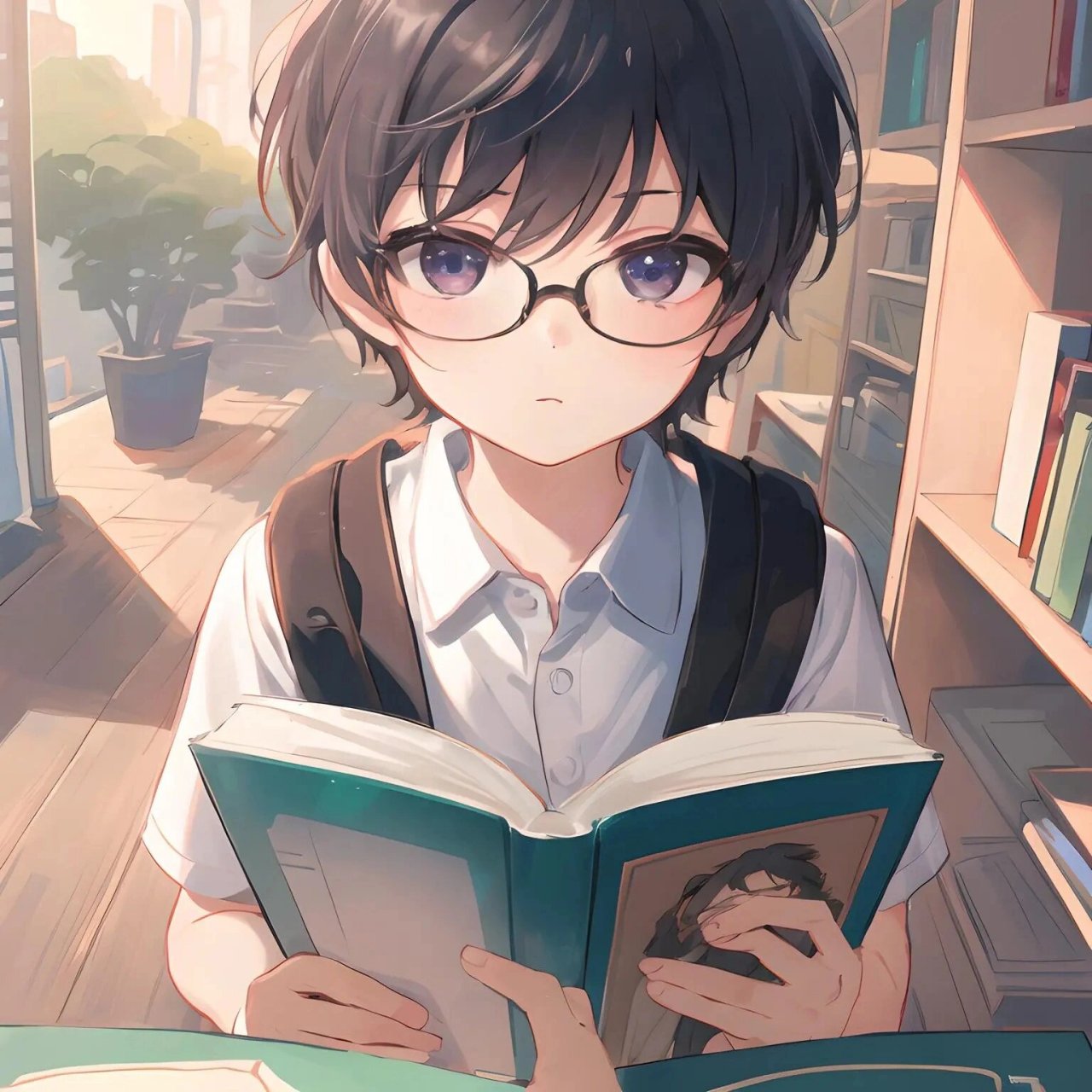 爱看书的小男孩