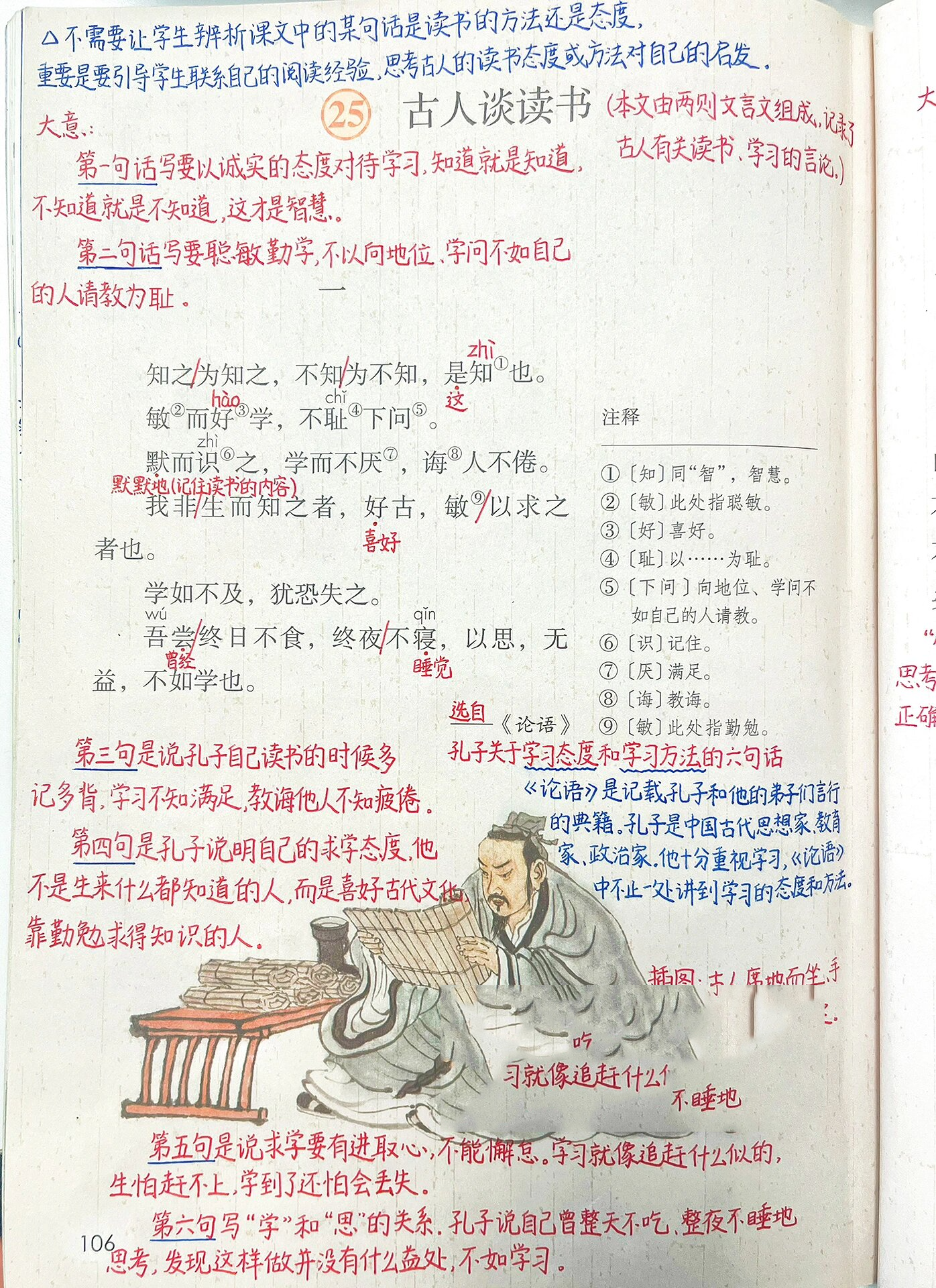 语文五年级上册第25课《古人谈读书》课本笔记