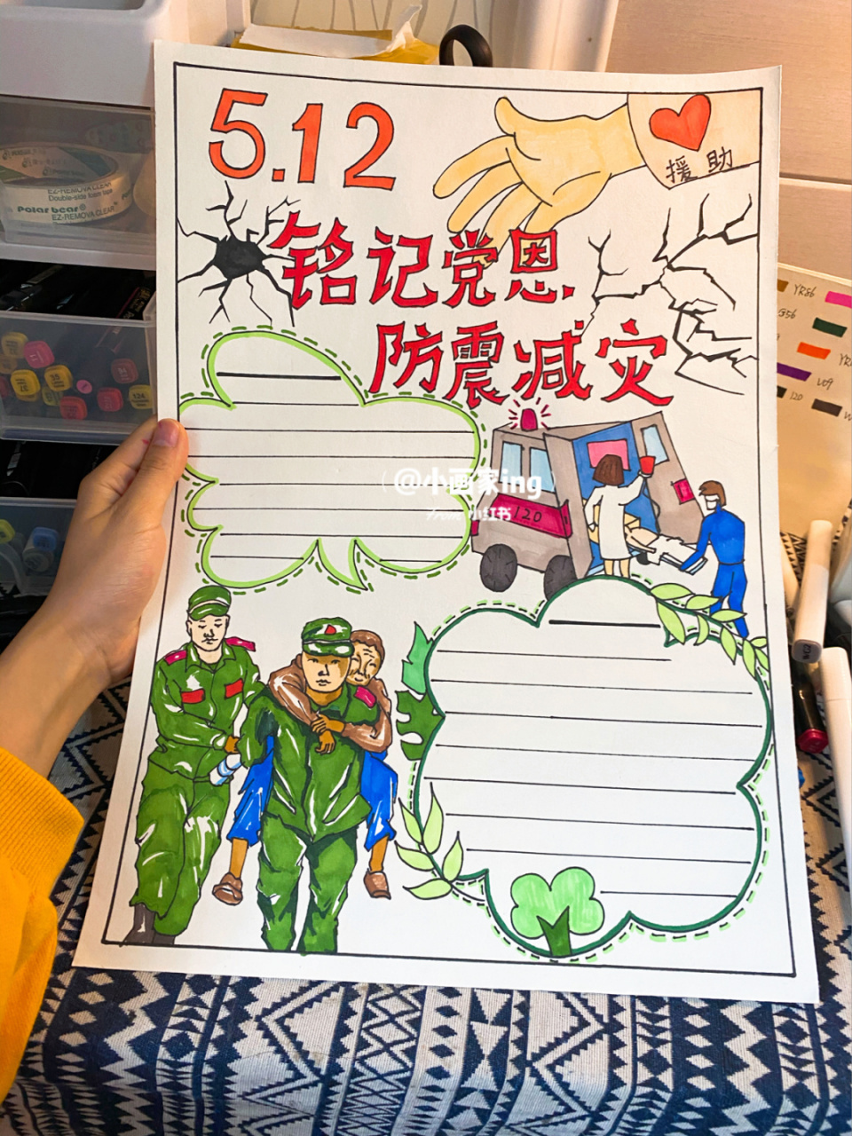 防震减灾手抄报步骤模版 手抄报100幅打卡:19/1007115 地震灾害是